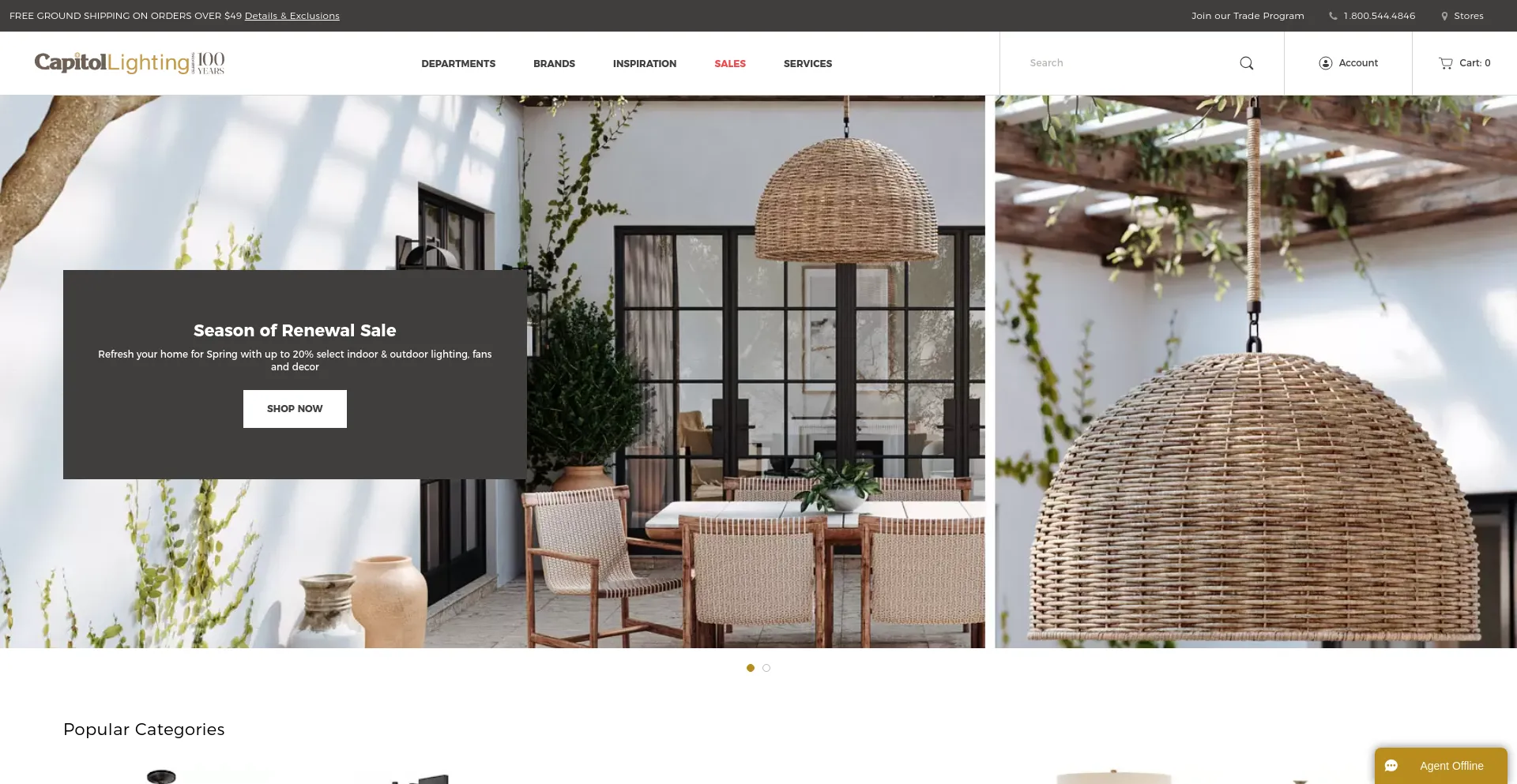 Screenshot of 1800lighting.com homepage