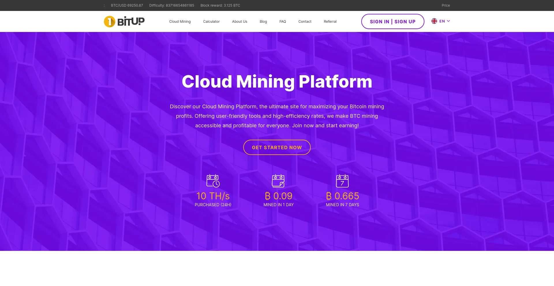 Screenshot of 1bitup.com homepage