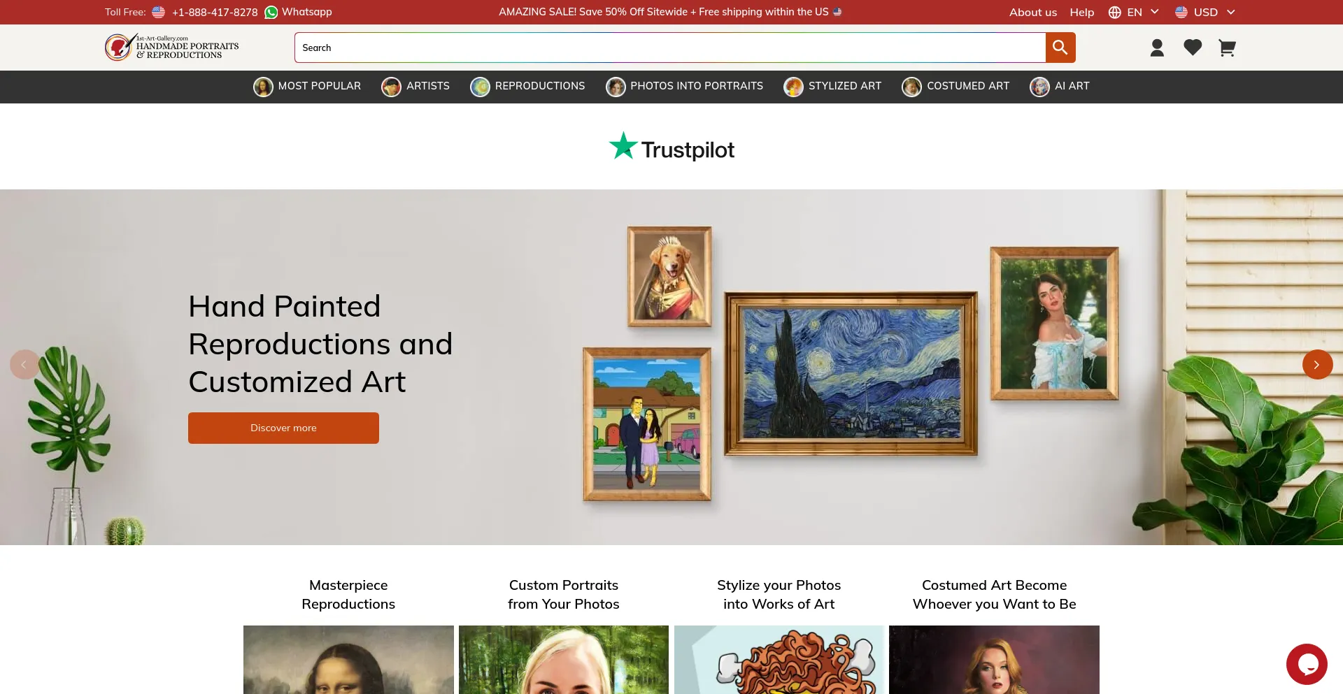 Screenshot of 1st-art-gallery.com homepage