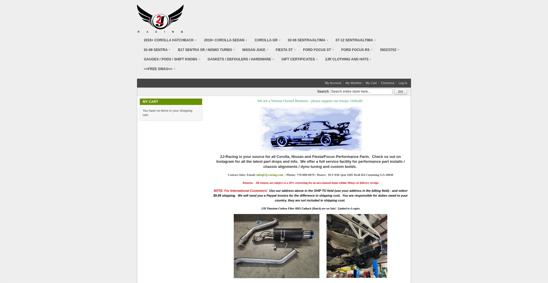 Screenshot of 2j-racing.com homepage