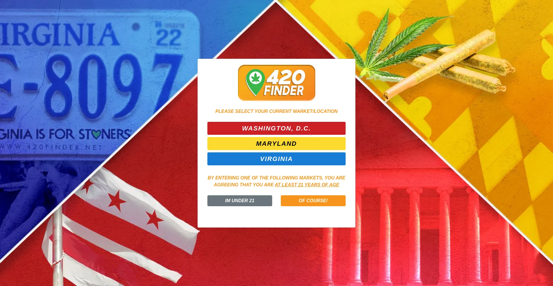 Screenshot of 420finder.net homepage