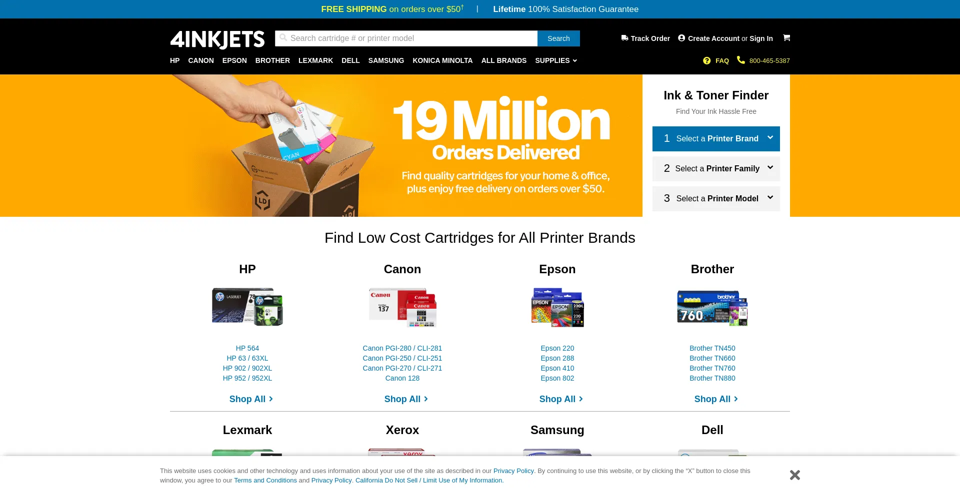 Screenshot of 4inkjets.com homepage