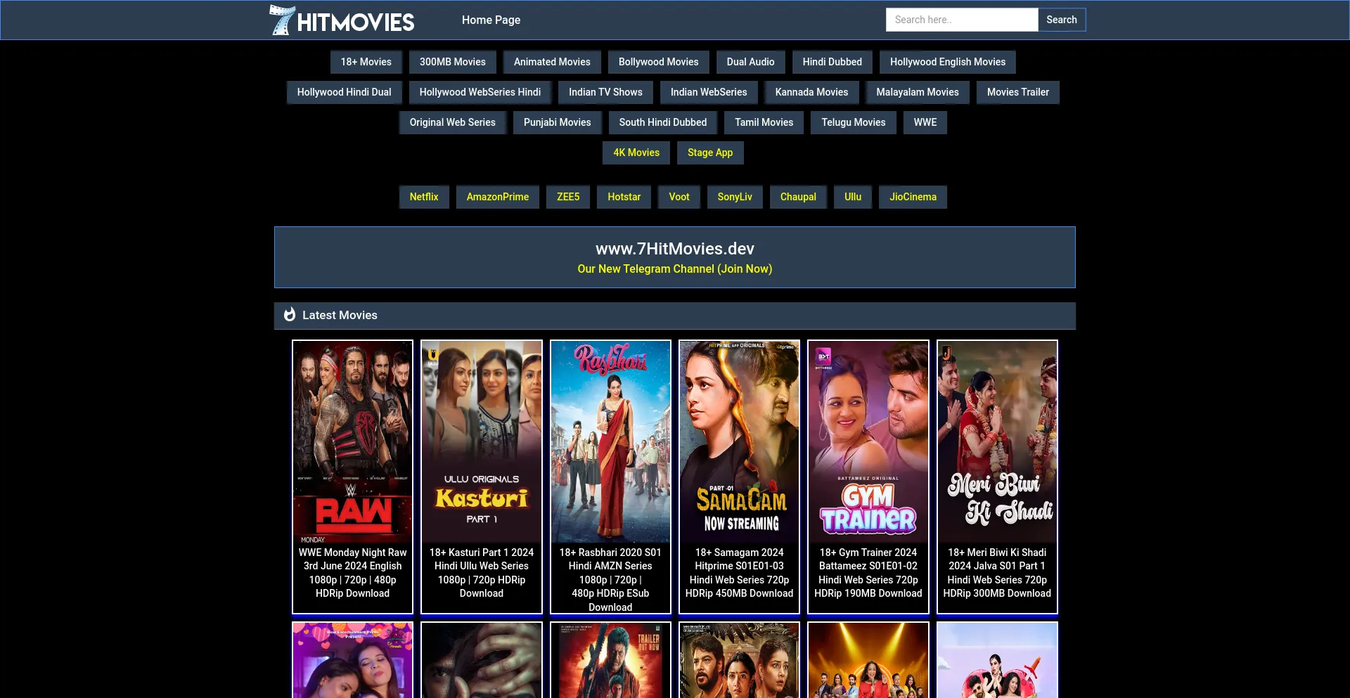 Screenshot of 7hitmovies.dev homepage