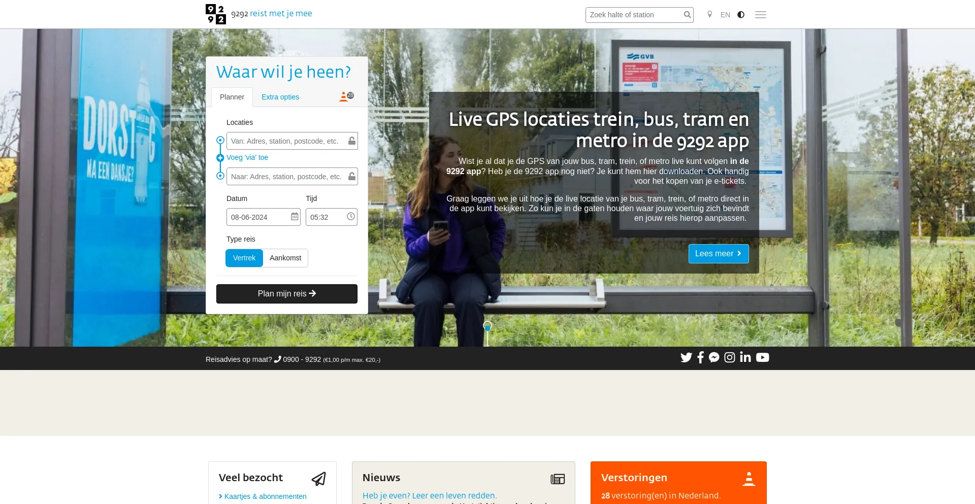 Screenshot of 9292.nl homepage