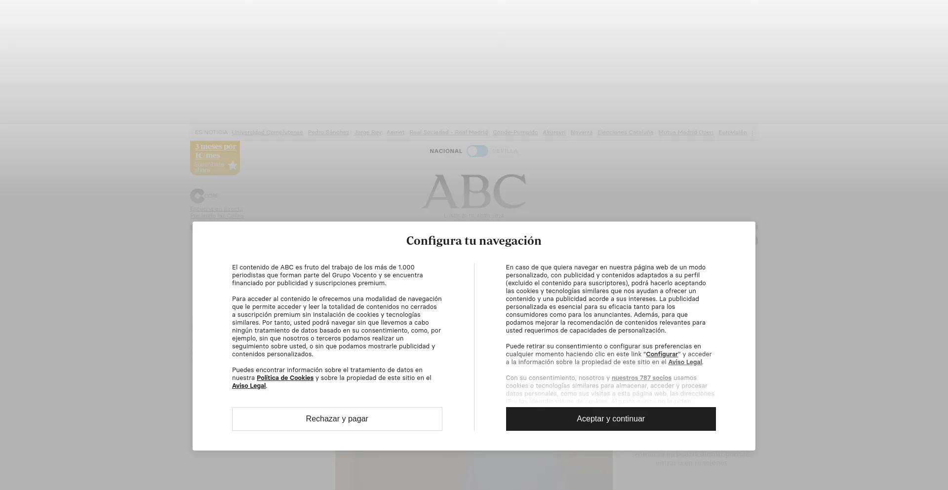 Screenshot of abc.es homepage