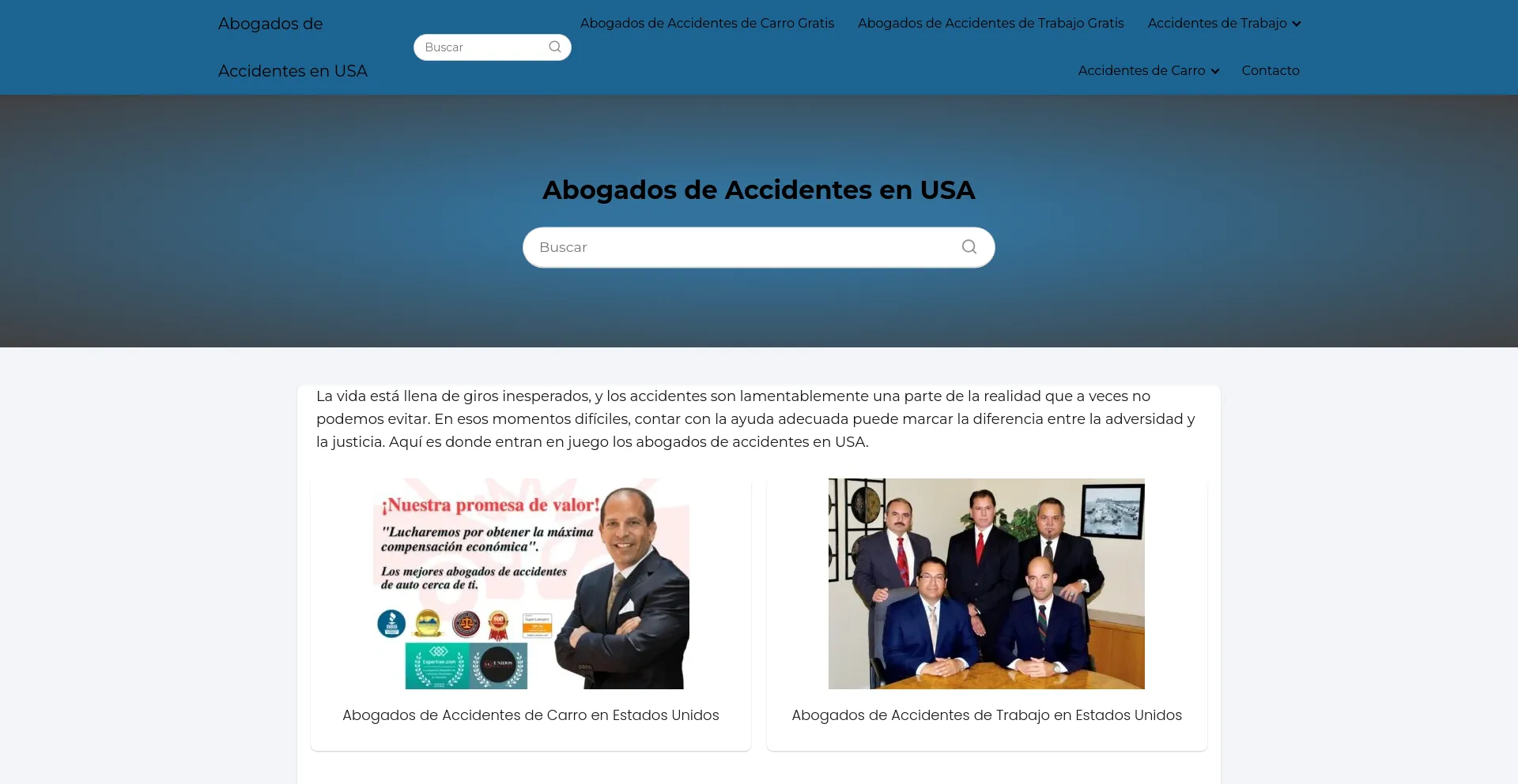 Screenshot of abogadodeaccidentes-usa.com homepage