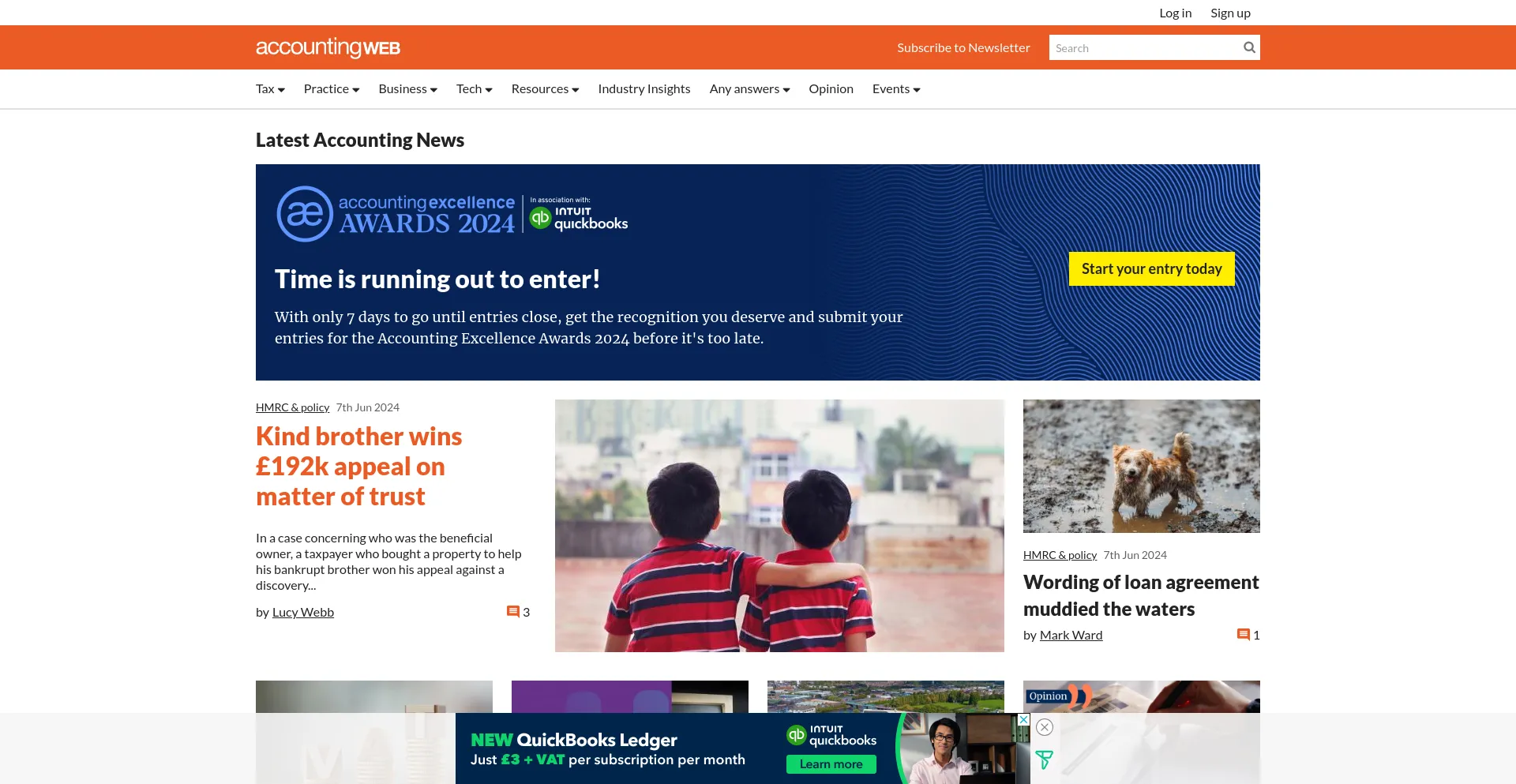 Screenshot of accountingweb.co.uk homepage