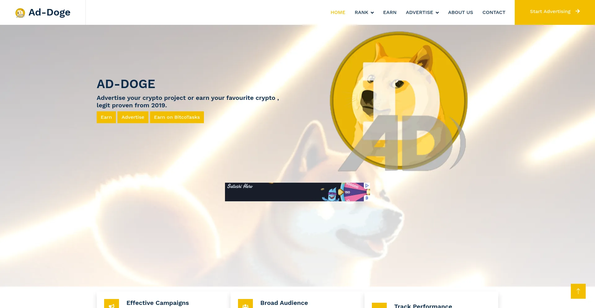 Screenshot of ad-doge.com homepage