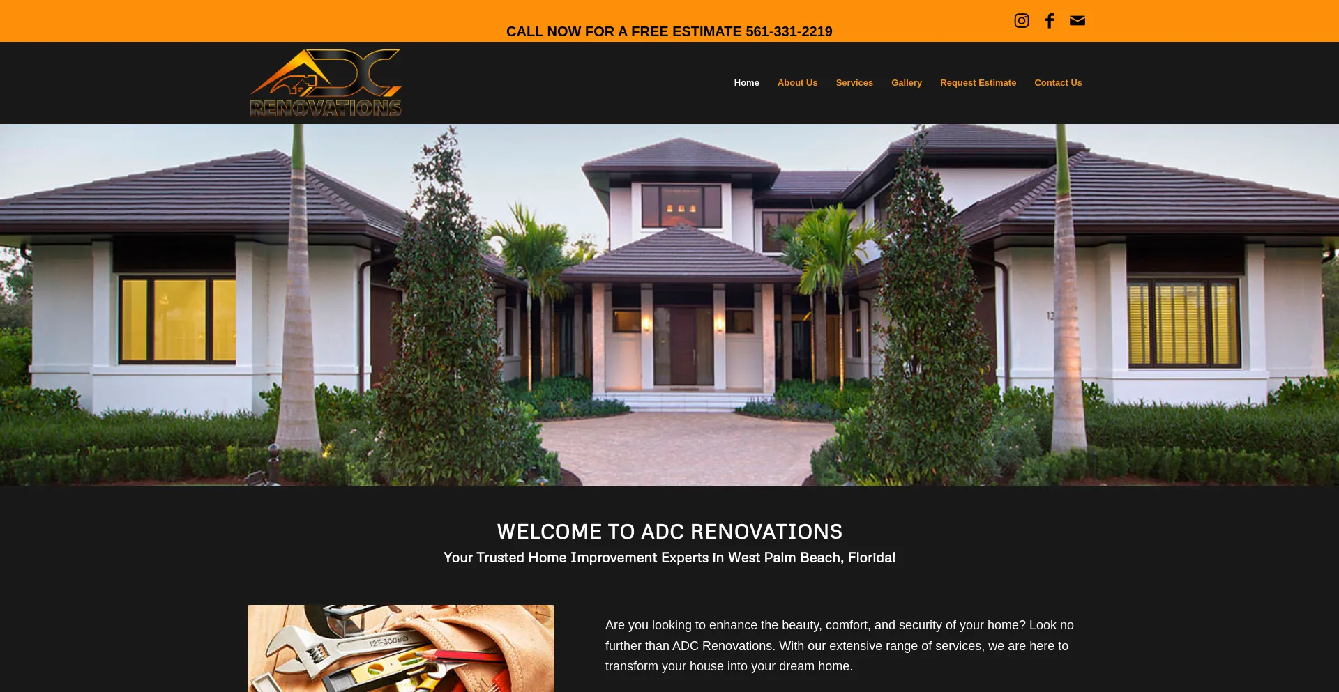 Screenshot of adcrenovations.com homepage