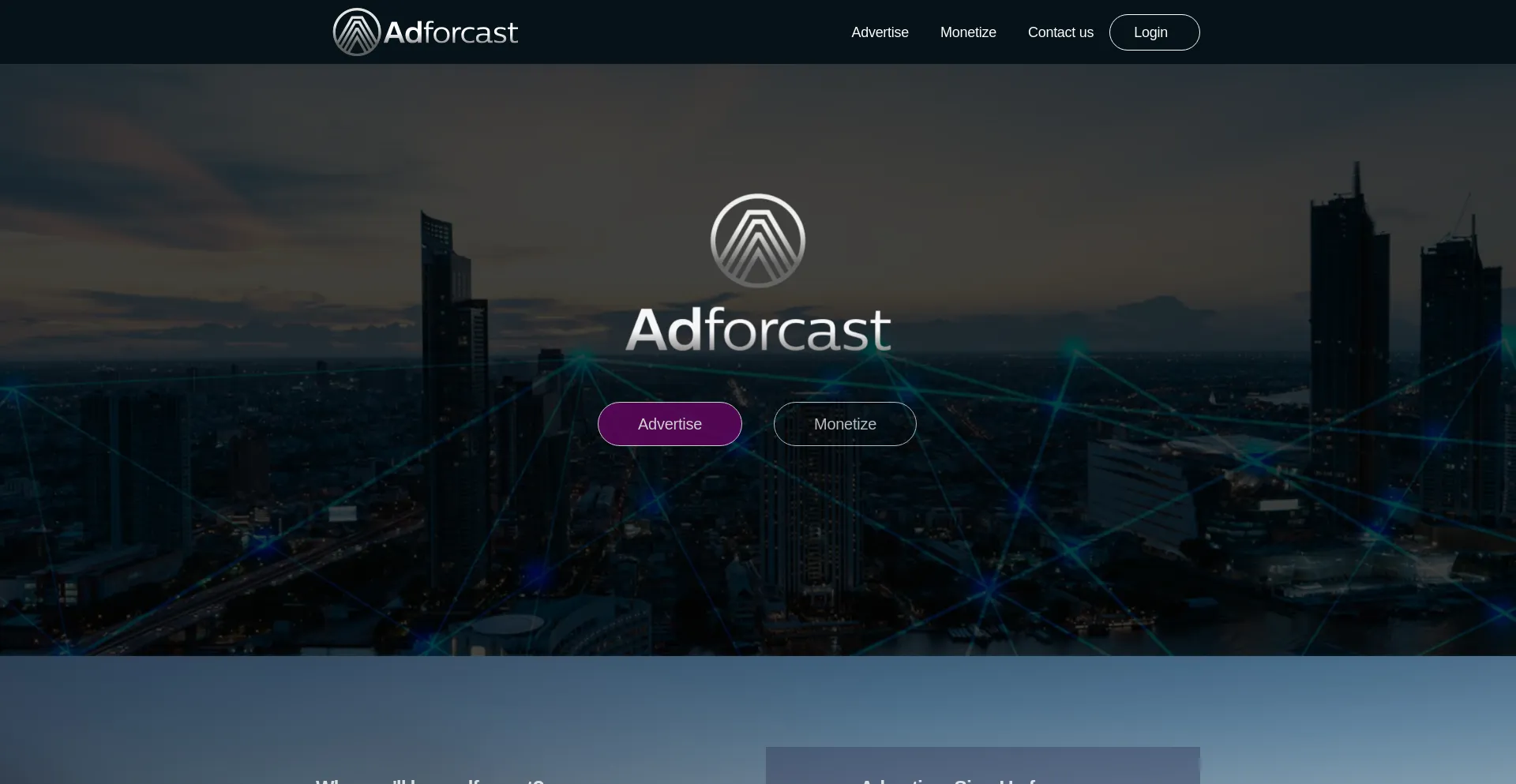 Screenshot of adforcast.com homepage