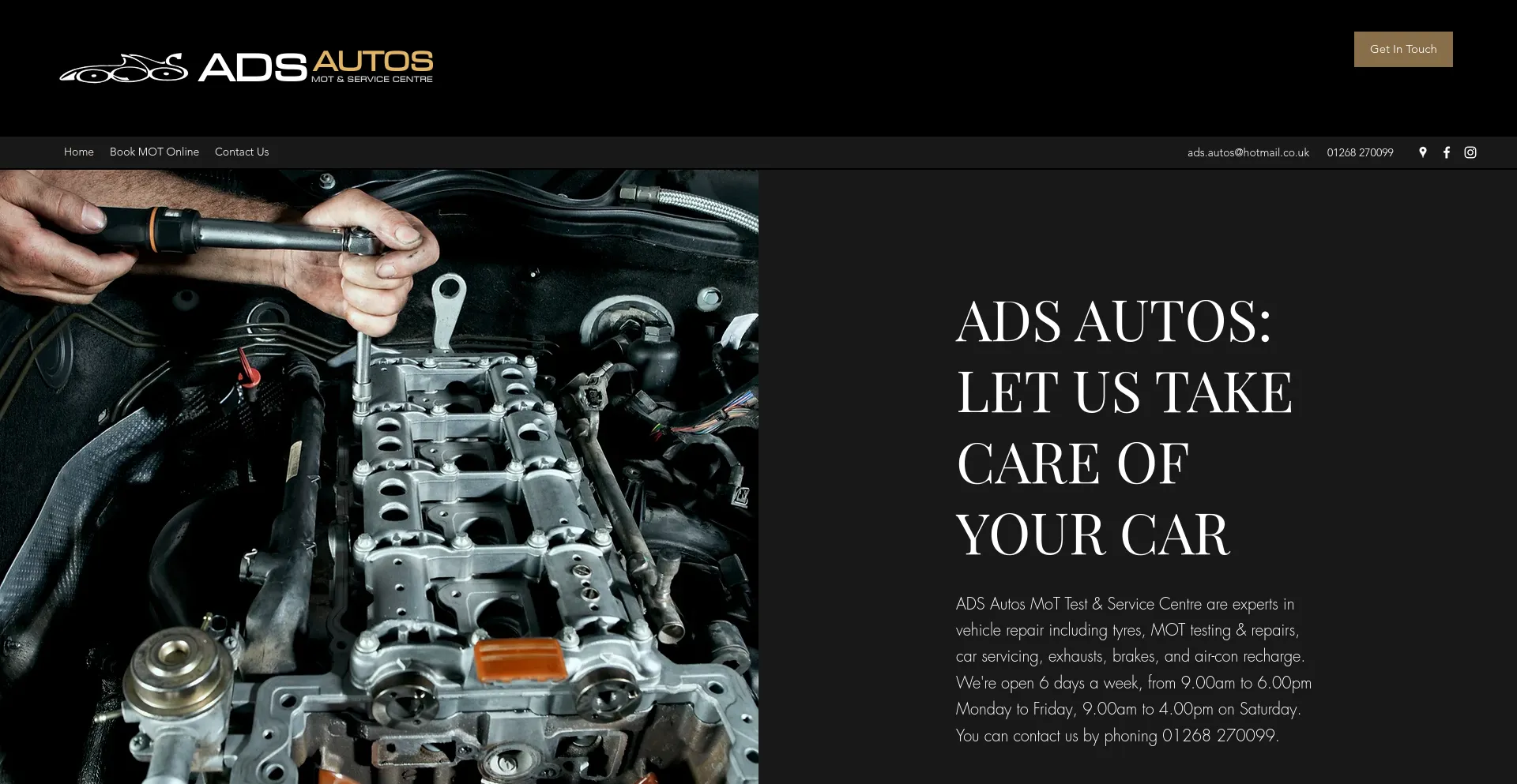 Screenshot of ads-autos.co.uk homepage