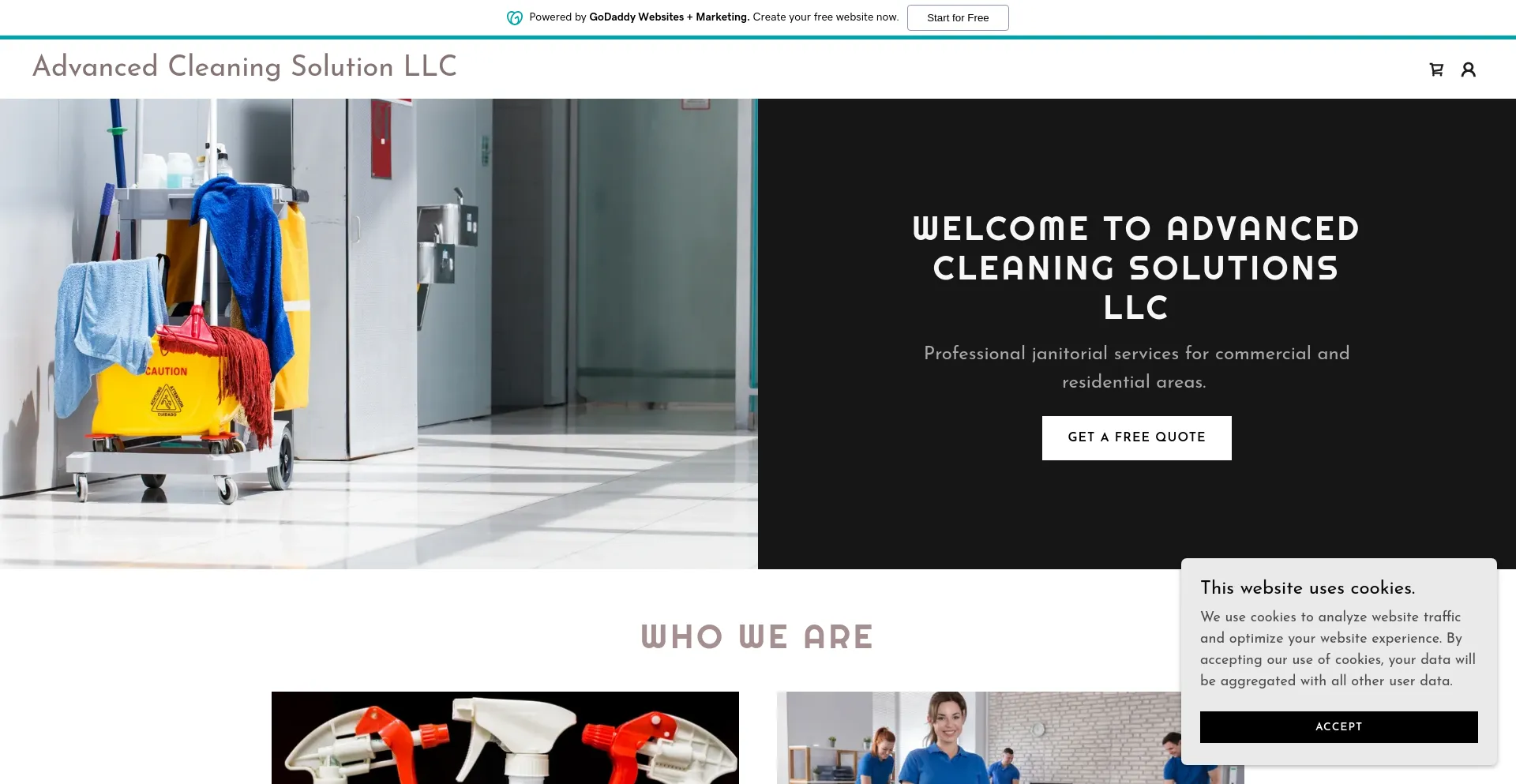 Screenshot of advancedcleaningsolutionllc.godaddysites.com homepage