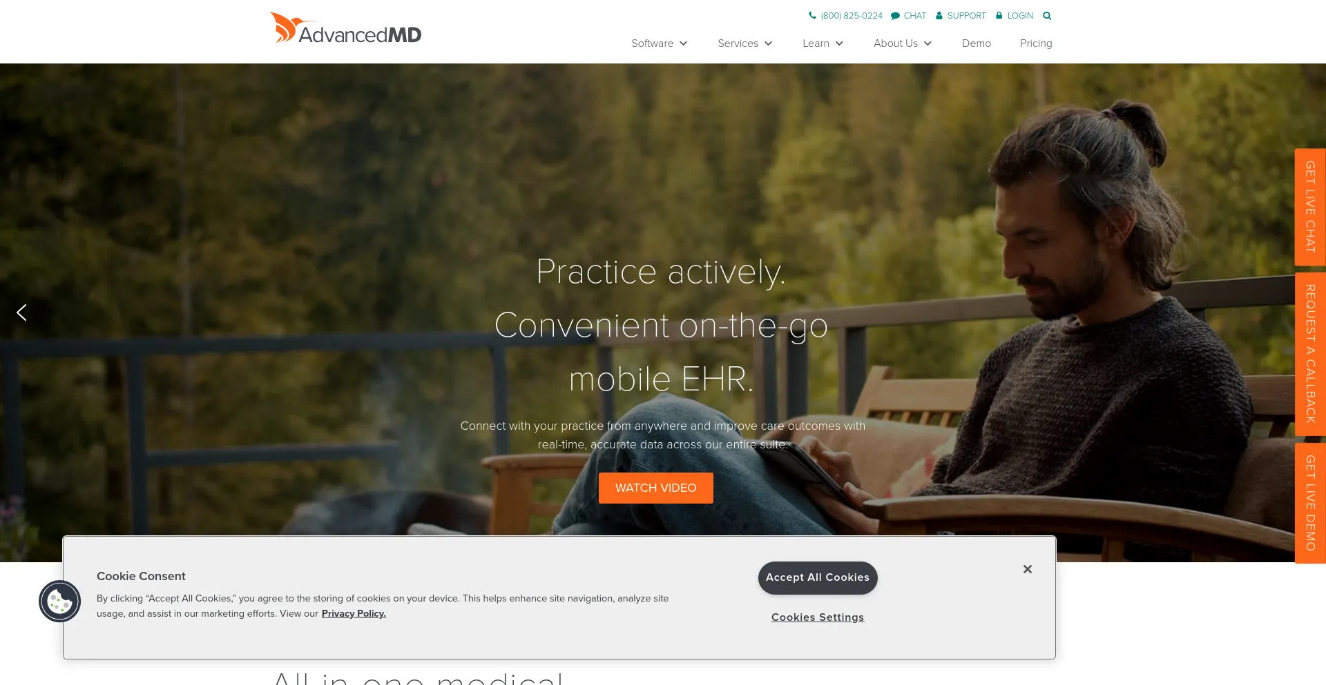 Screenshot of advancedmd.com homepage