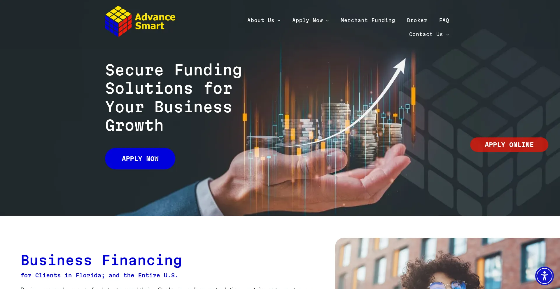 Screenshot of advancesmart.com homepage