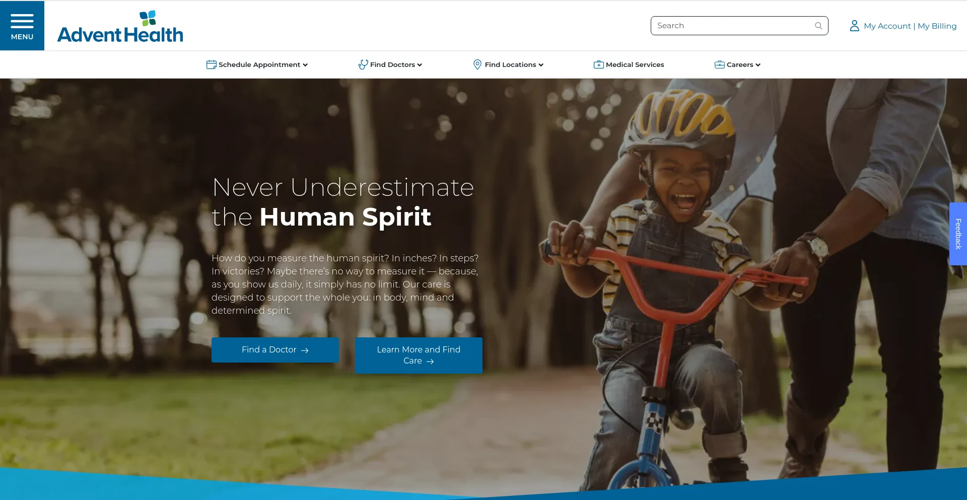 Screenshot of adventhealth.com homepage