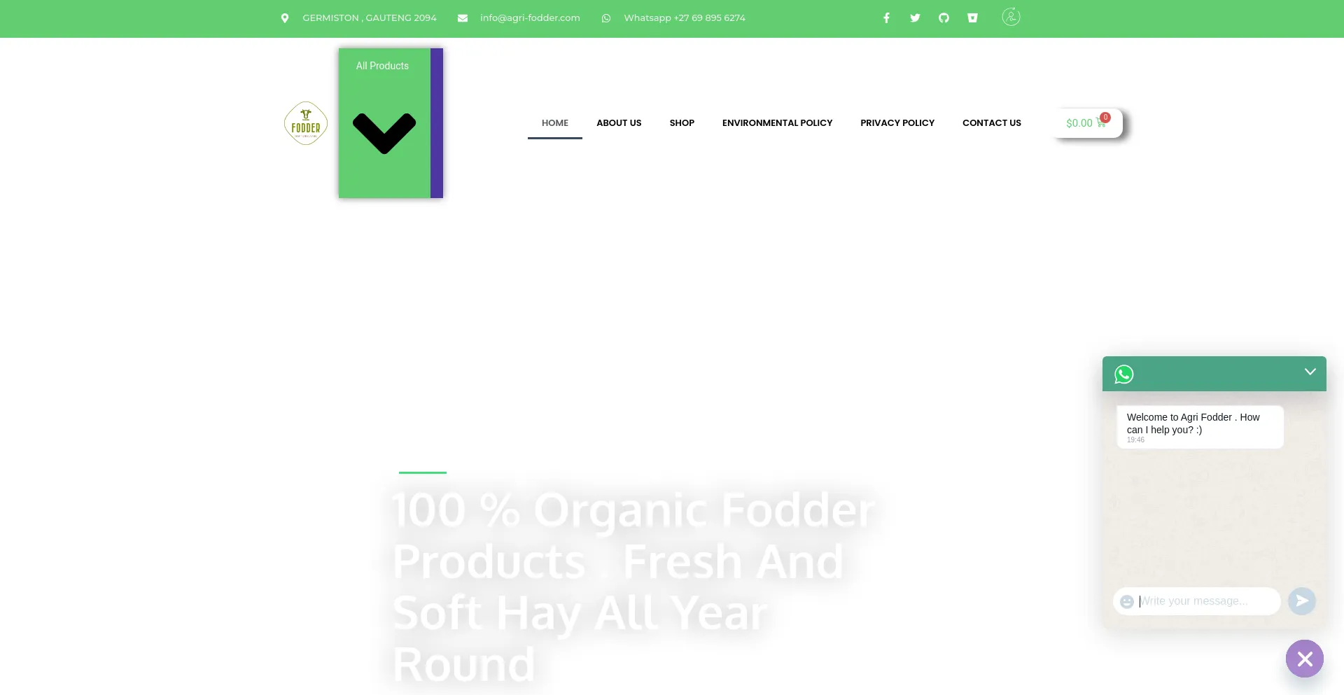 Screenshot of agri-fodder.com homepage