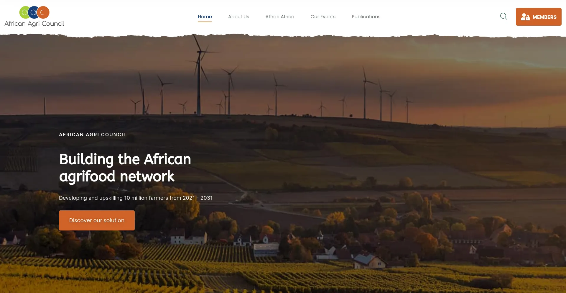 Screenshot of agricouncil.org homepage