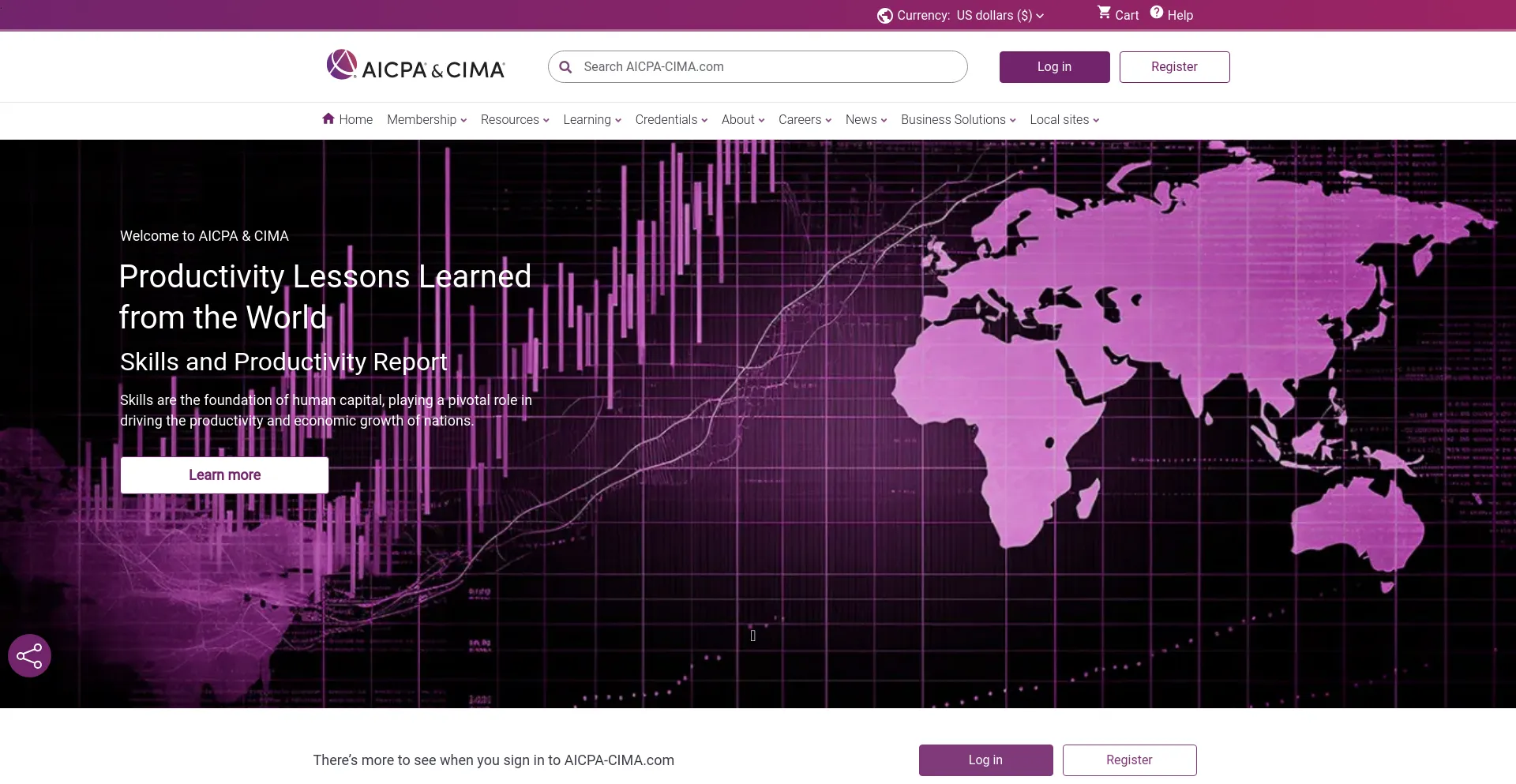 Screenshot of aicpa.org homepage