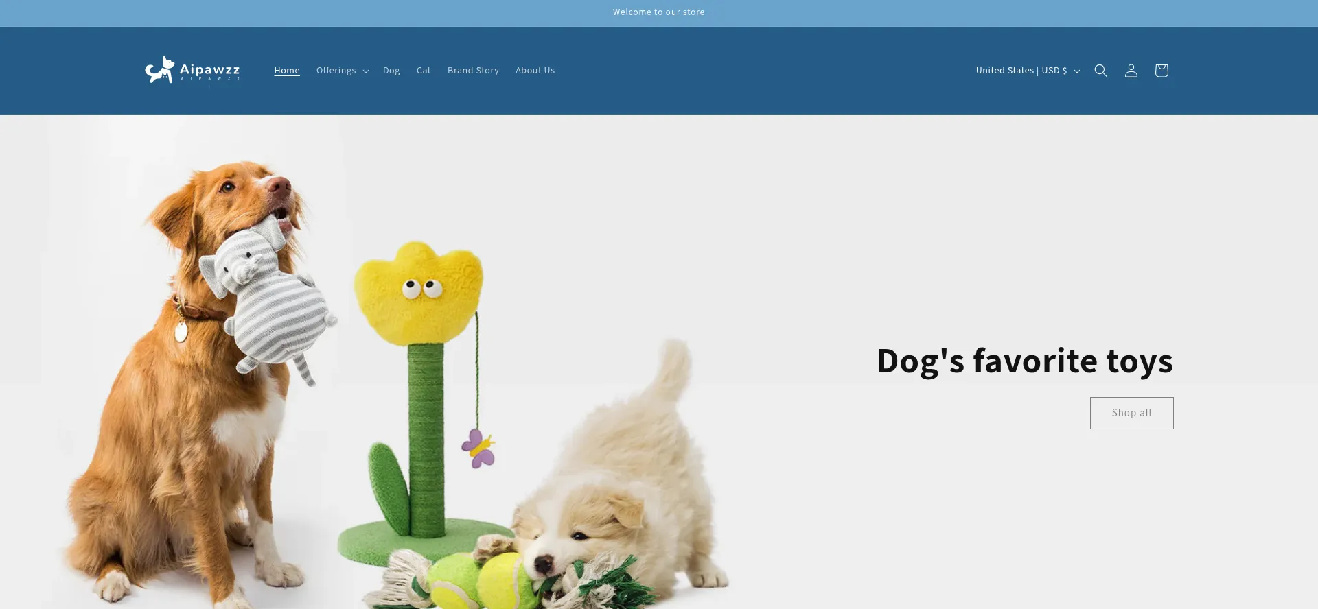 Screenshot of aipawzz.store homepage