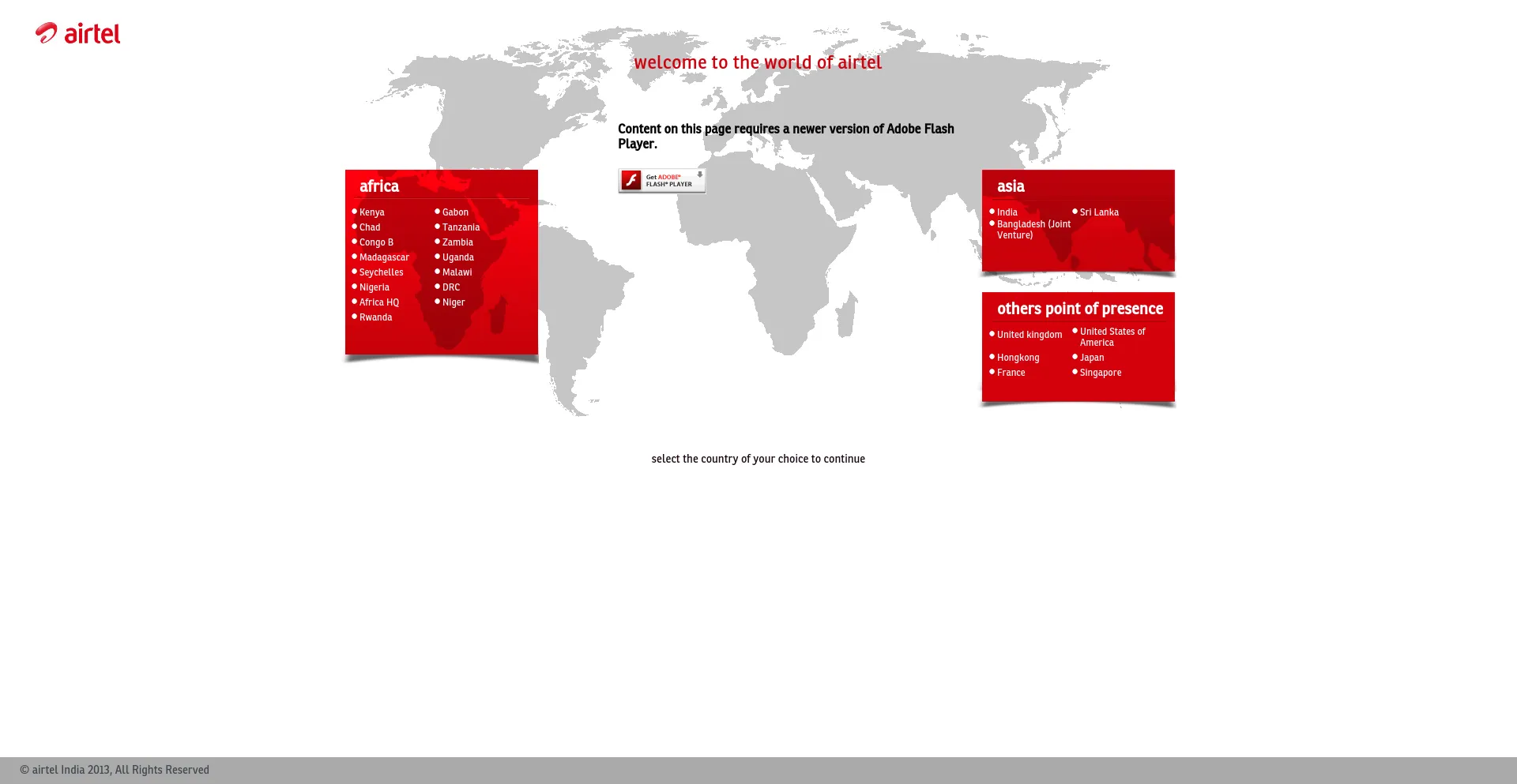 Screenshot of airtel.com homepage