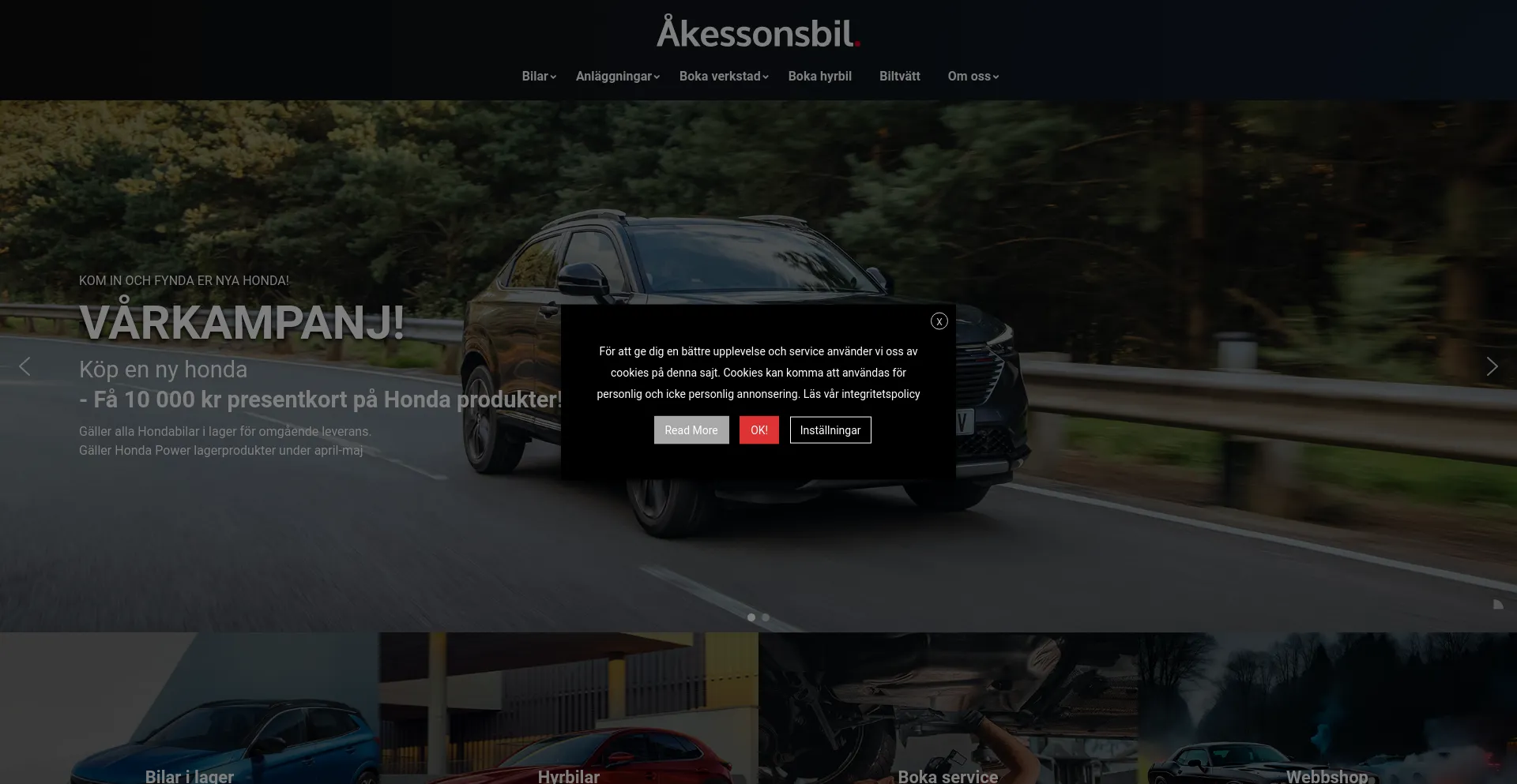 Screenshot of akessonsbil.eu homepage