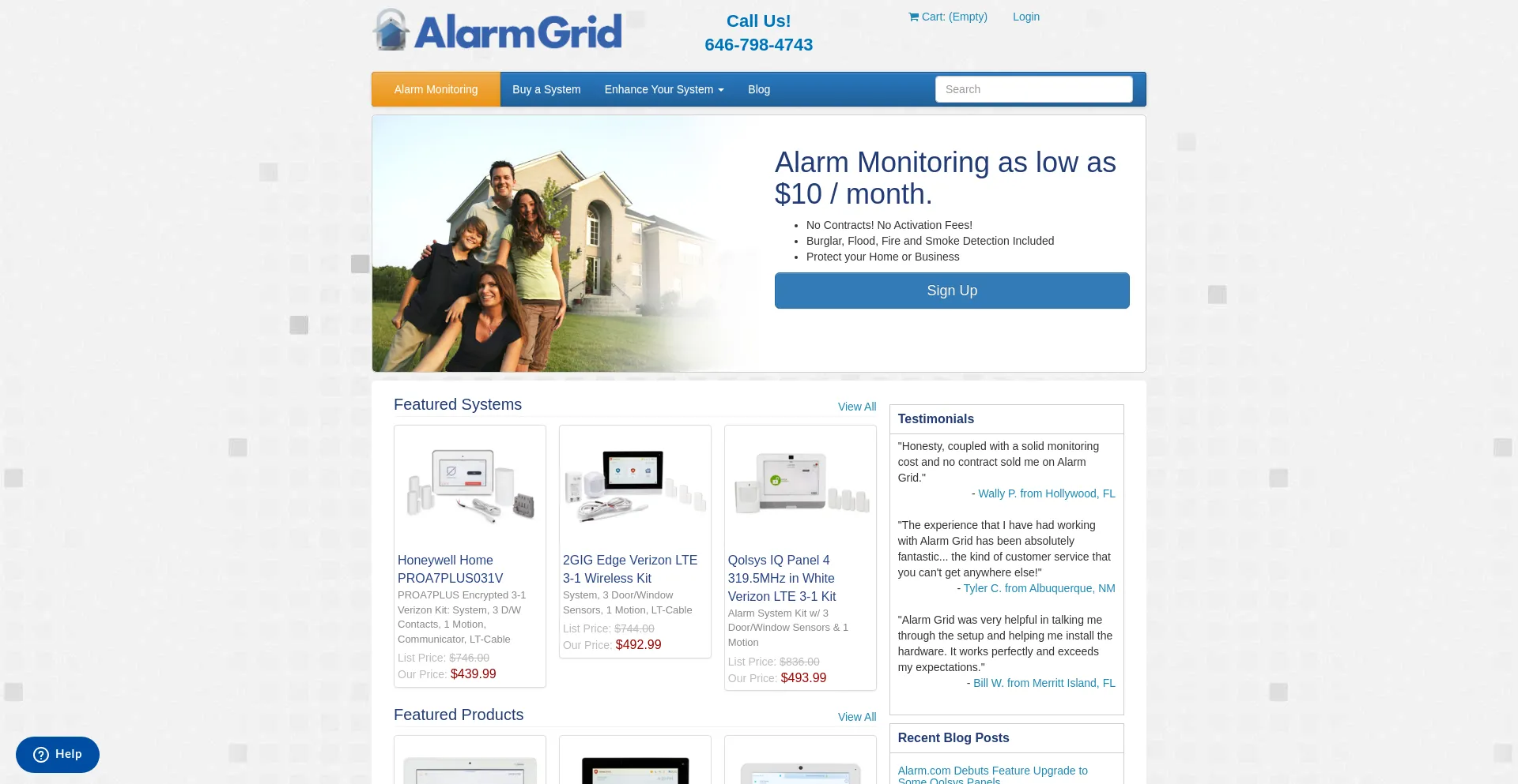 Screenshot of alarmgrid.com homepage