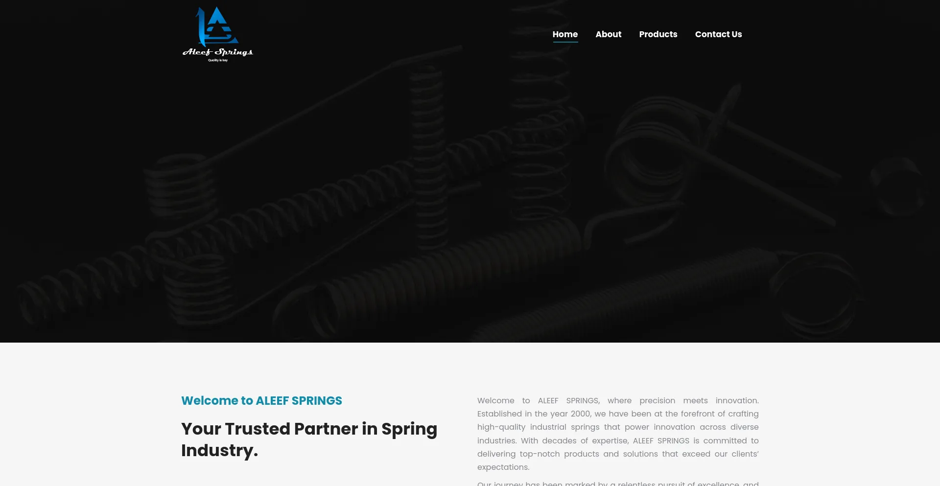 Screenshot of aleefsprings.com homepage