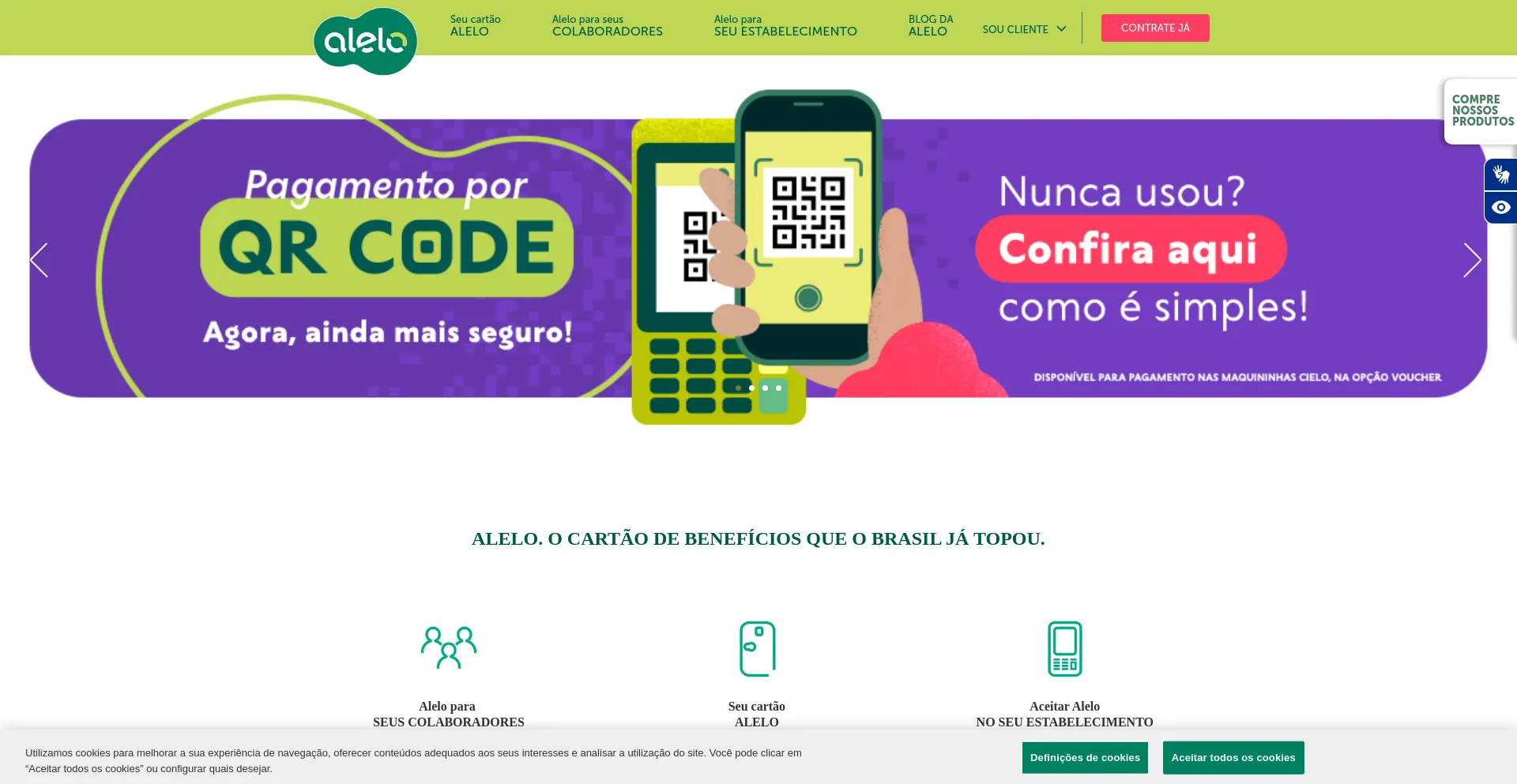 Screenshot of alelo.com.br homepage