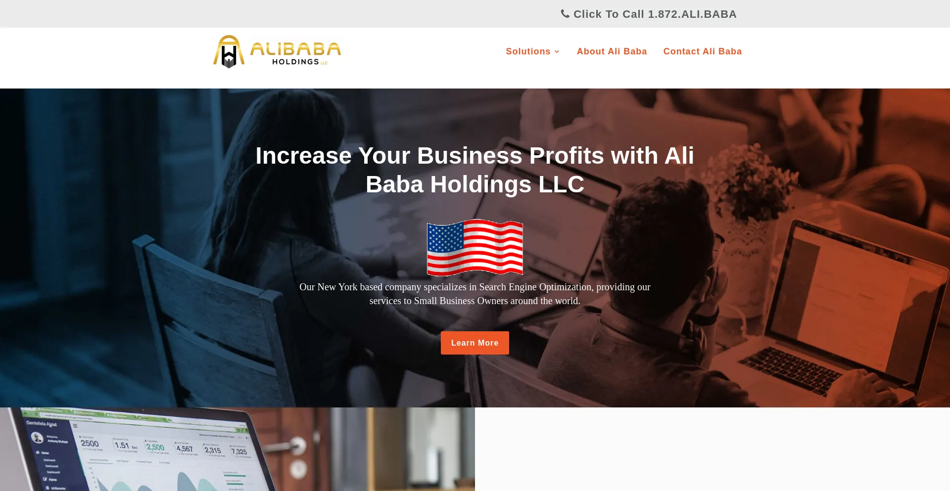 Screenshot of alibabaholdin.gs homepage