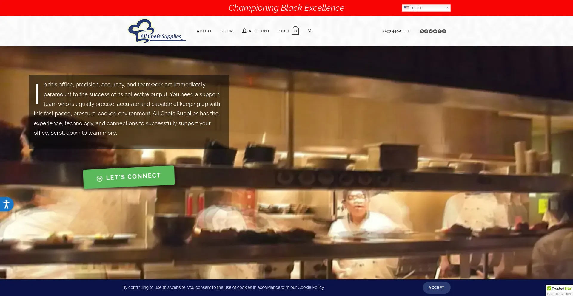 Screenshot of allchefsupplies.com homepage