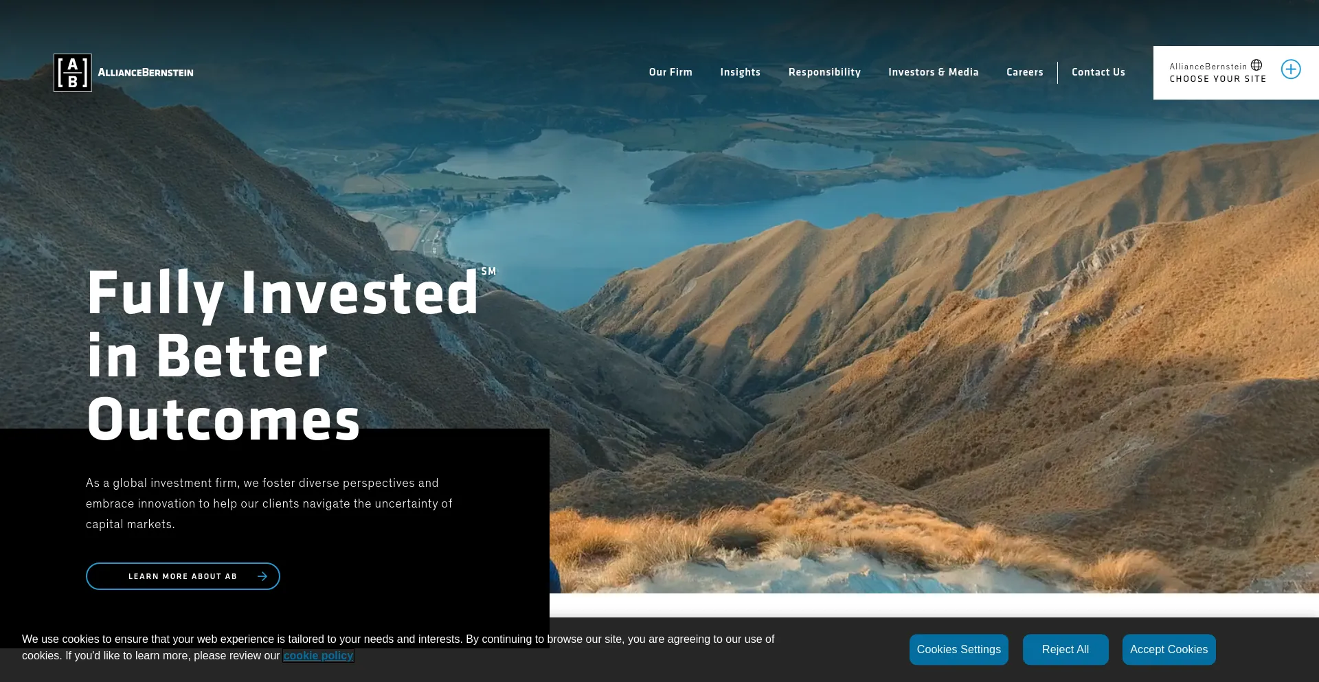Screenshot of alliancebernstein.com homepage