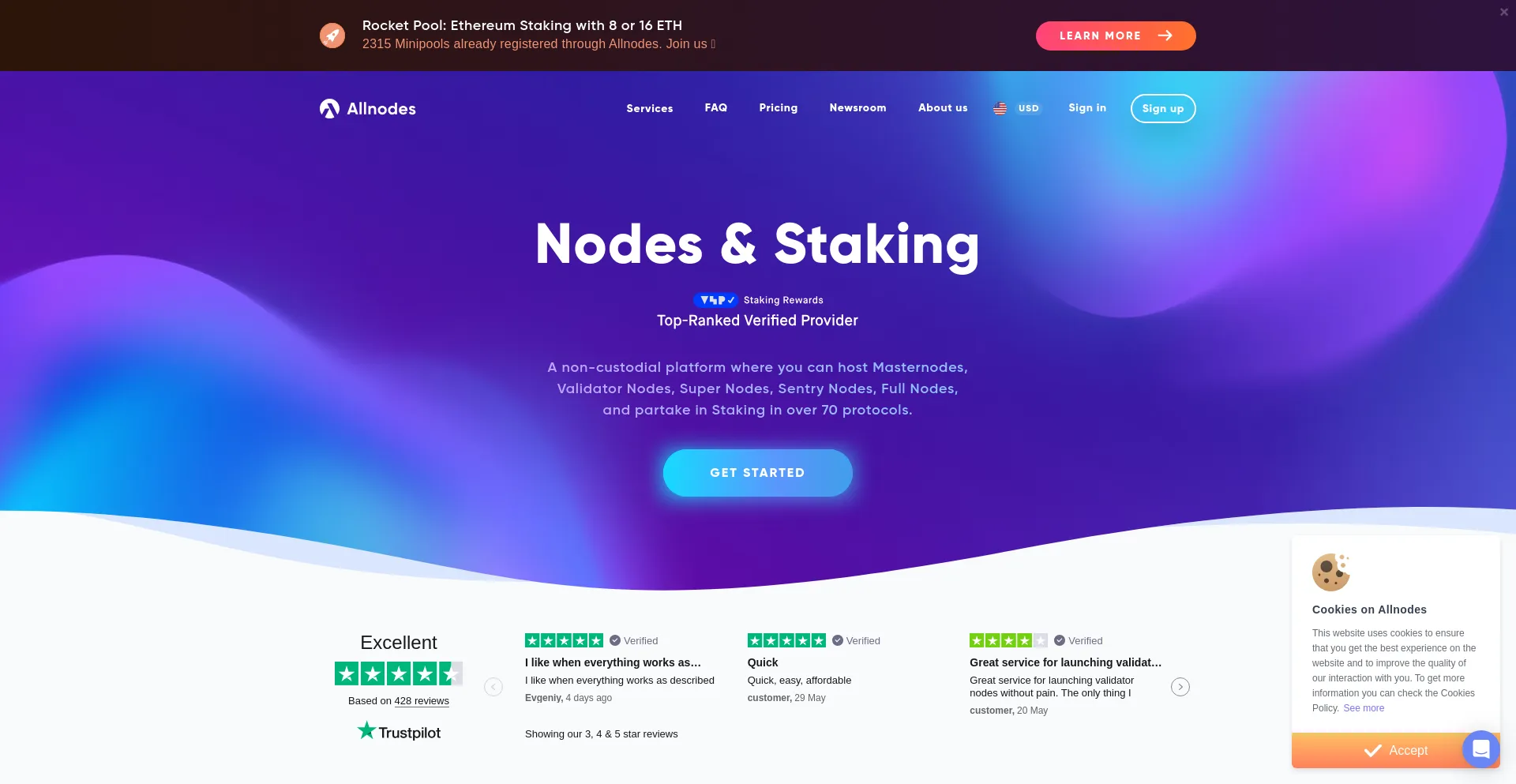 Screenshot of allnodes.com homepage