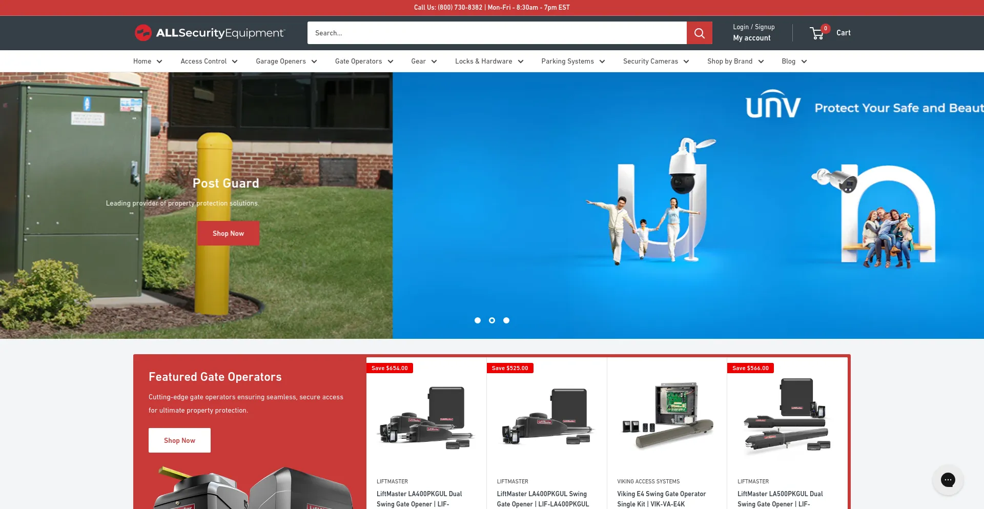 Screenshot of allsecurityequipment.com homepage