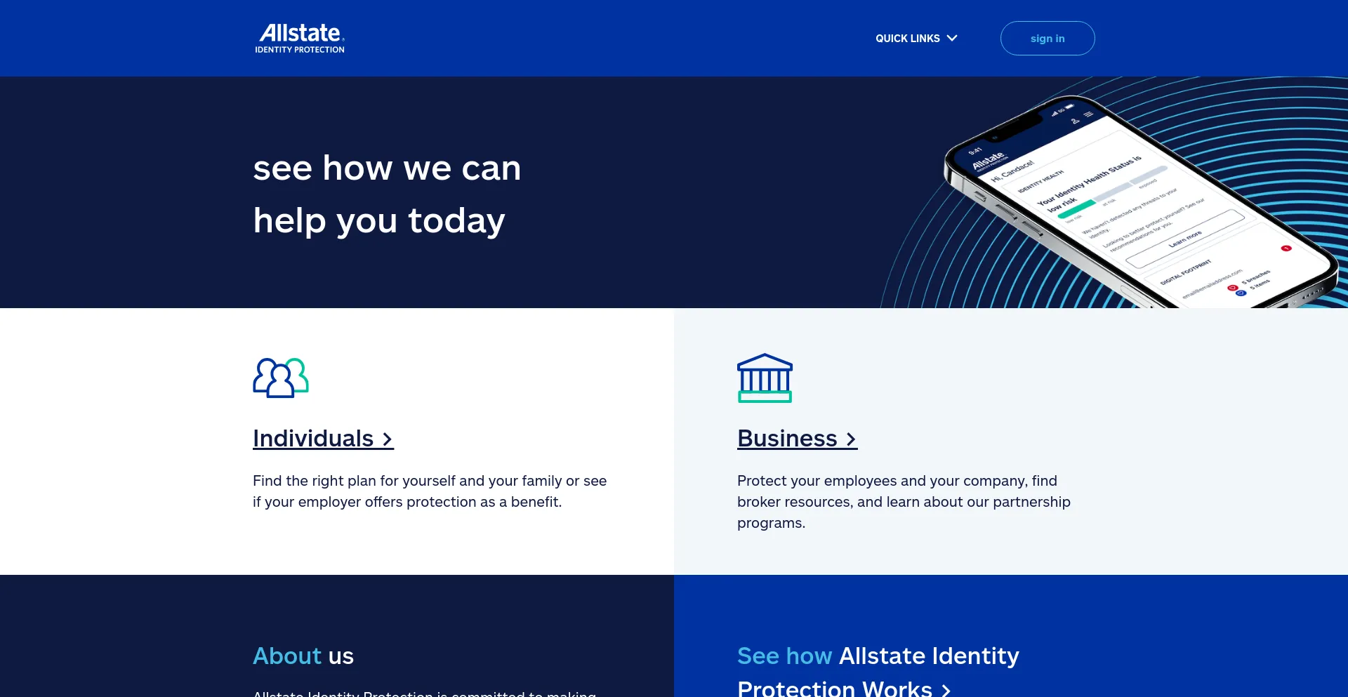 Screenshot of allstateidentityprotection.com homepage