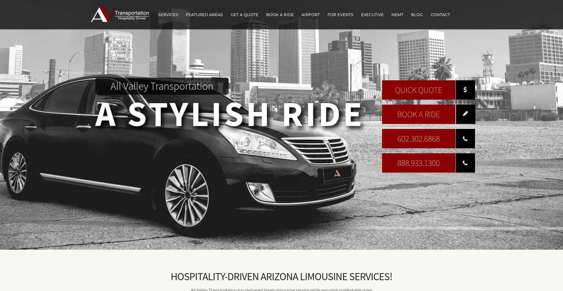 Screenshot of allvalleytransportation.com homepage