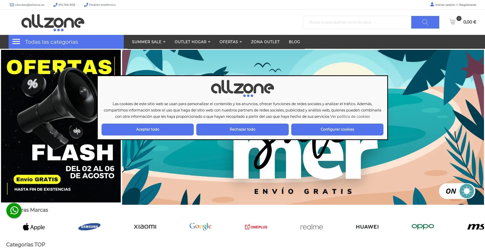 Screenshot of allzone.es homepage