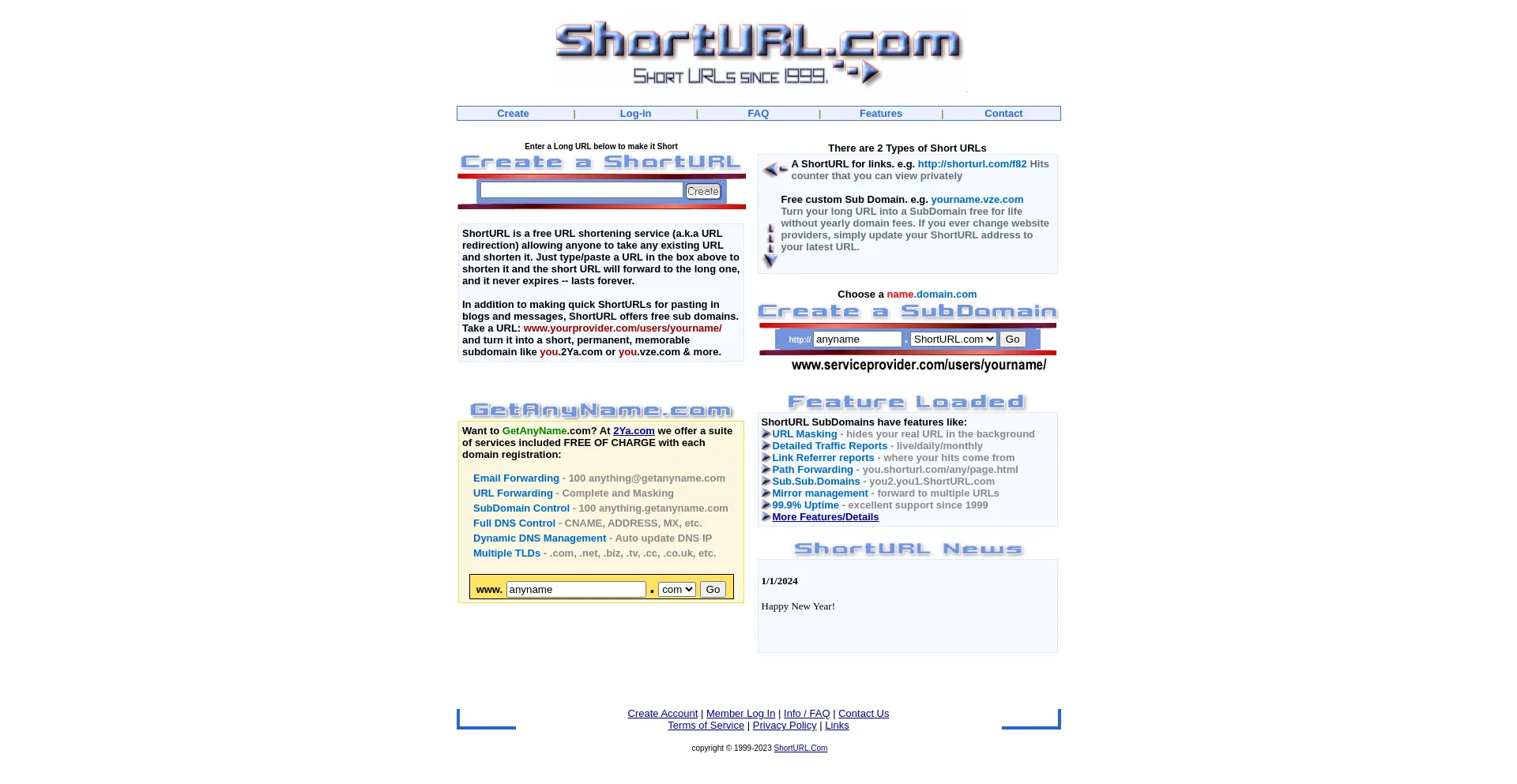 Screenshot of alturl.com homepage