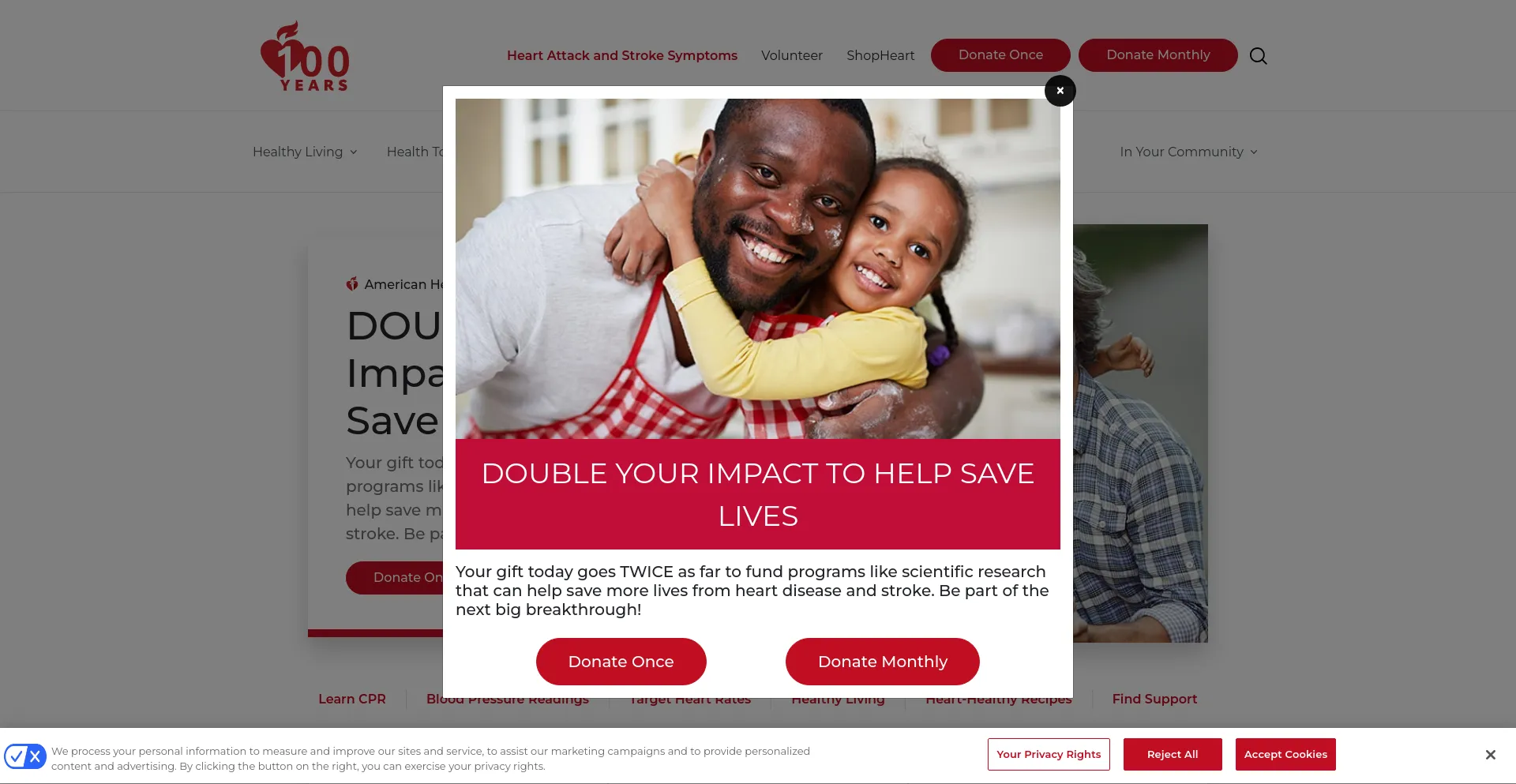 Screenshot of americanheart.org homepage