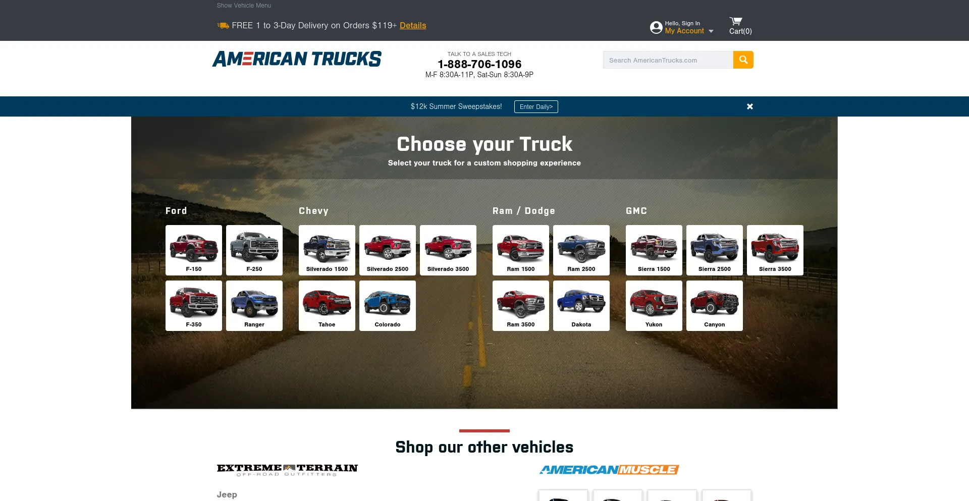 Screenshot of americantrucks.com homepage