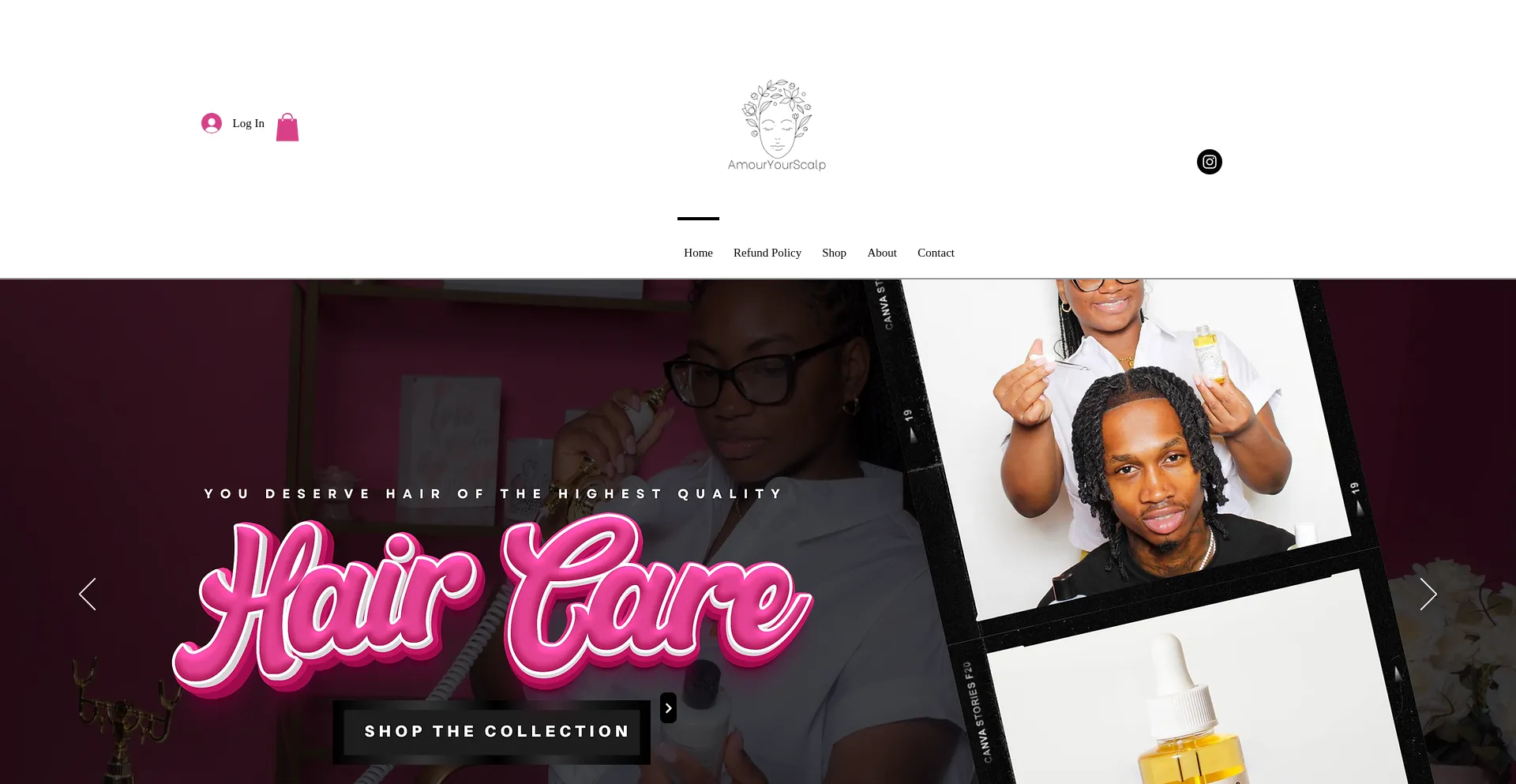 Screenshot of amouryourscalp.com homepage