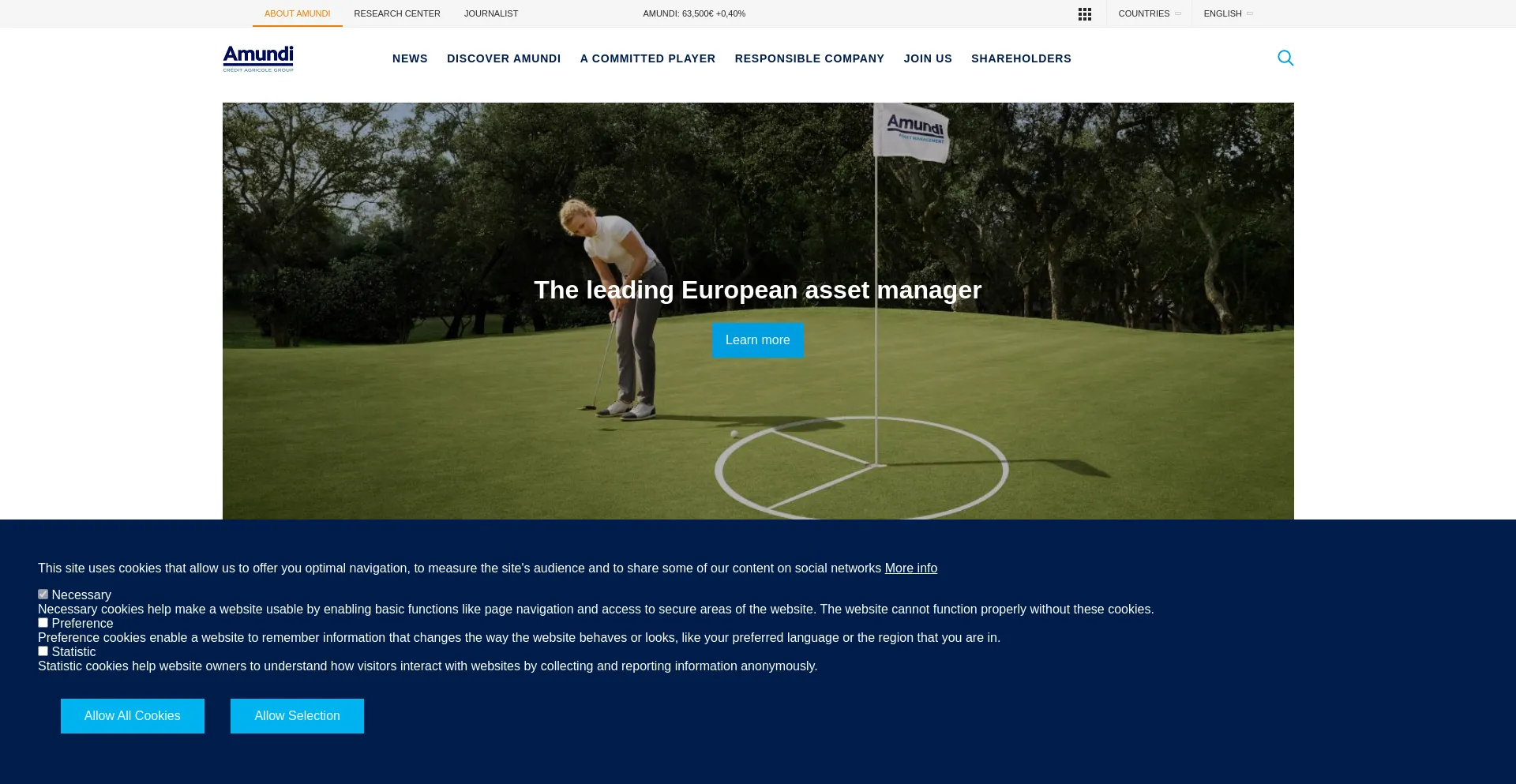 Screenshot of amundi.com homepage