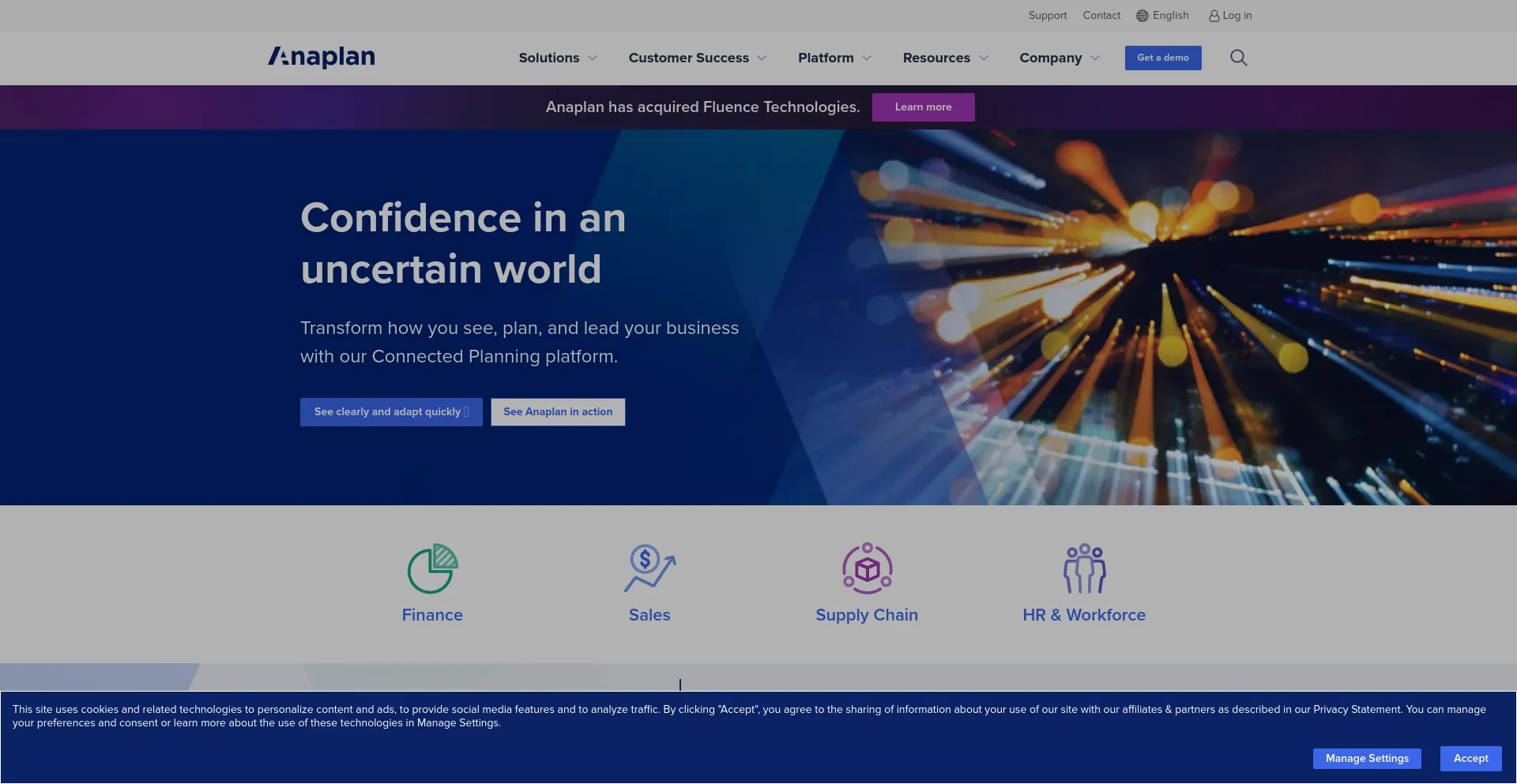 Screenshot of anaplan.com homepage