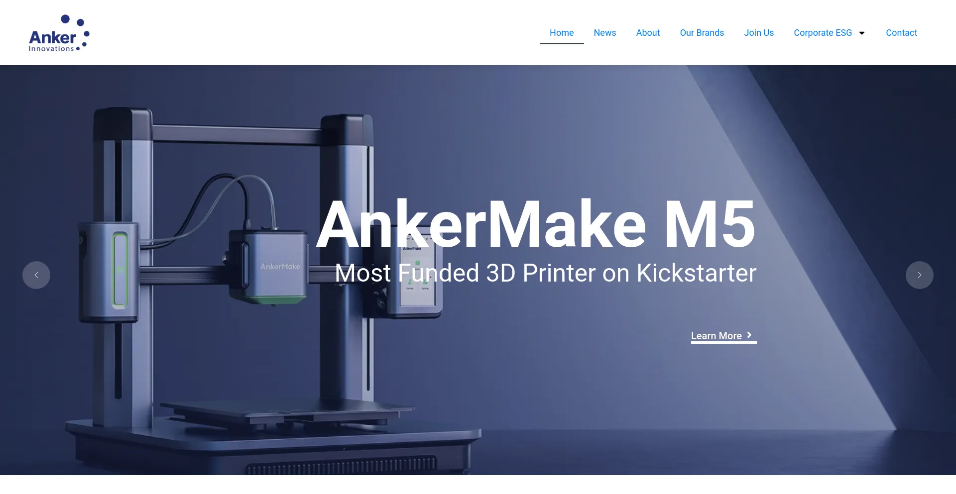 Screenshot of anker-in.com homepage