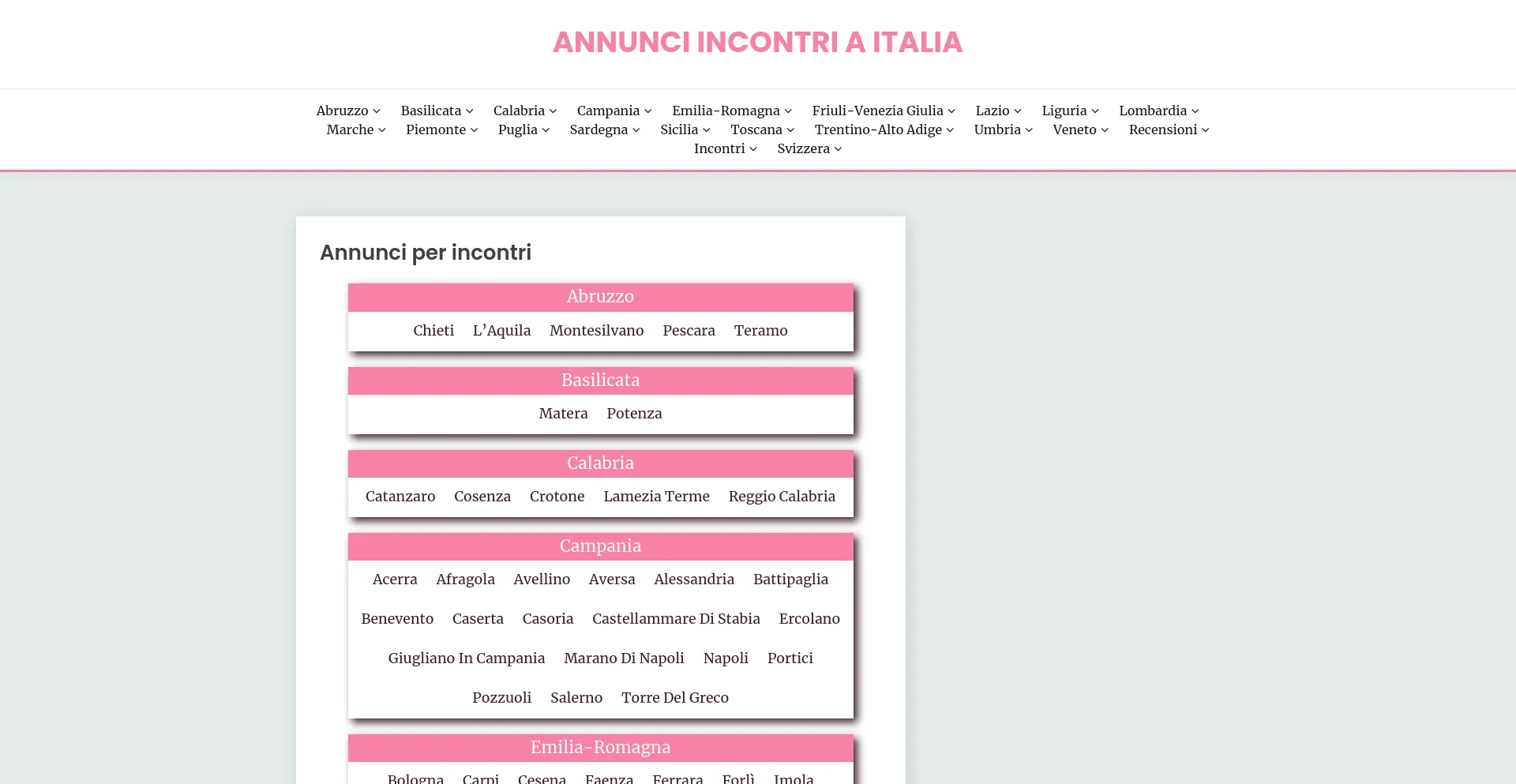 Screenshot of annunci-di-incontri.com homepage