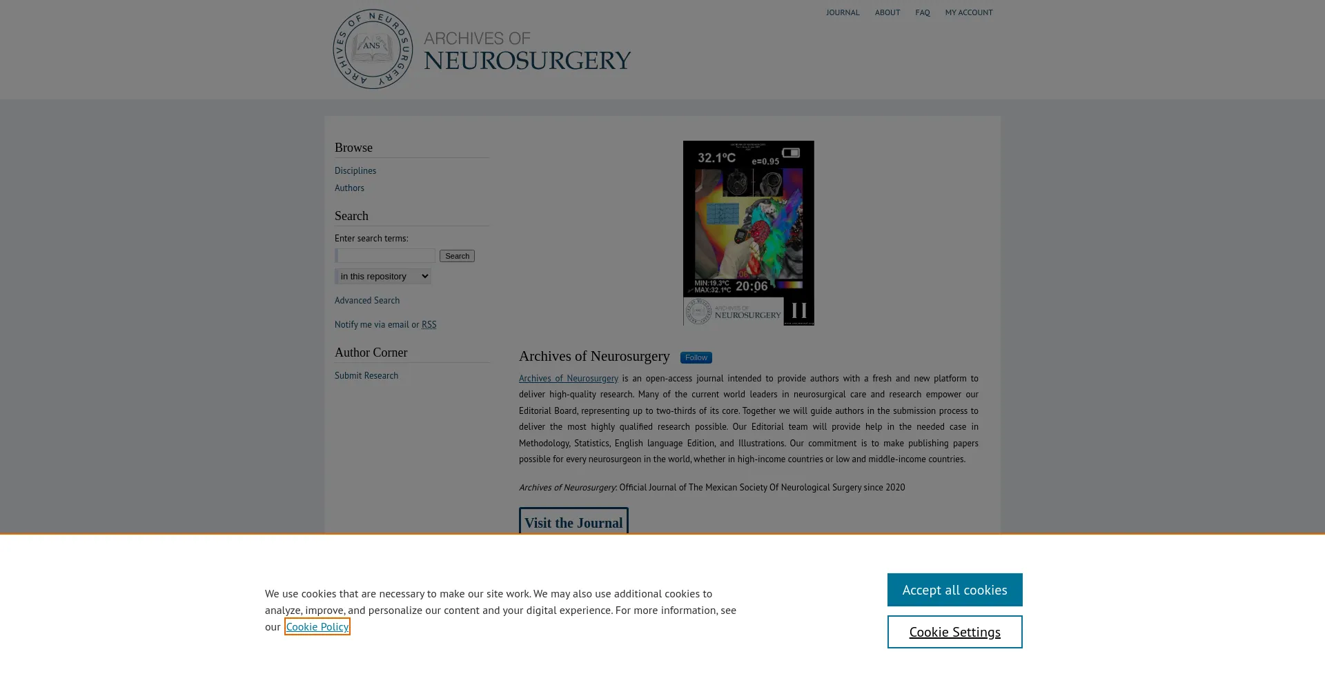 Screenshot of ansjournal.org homepage