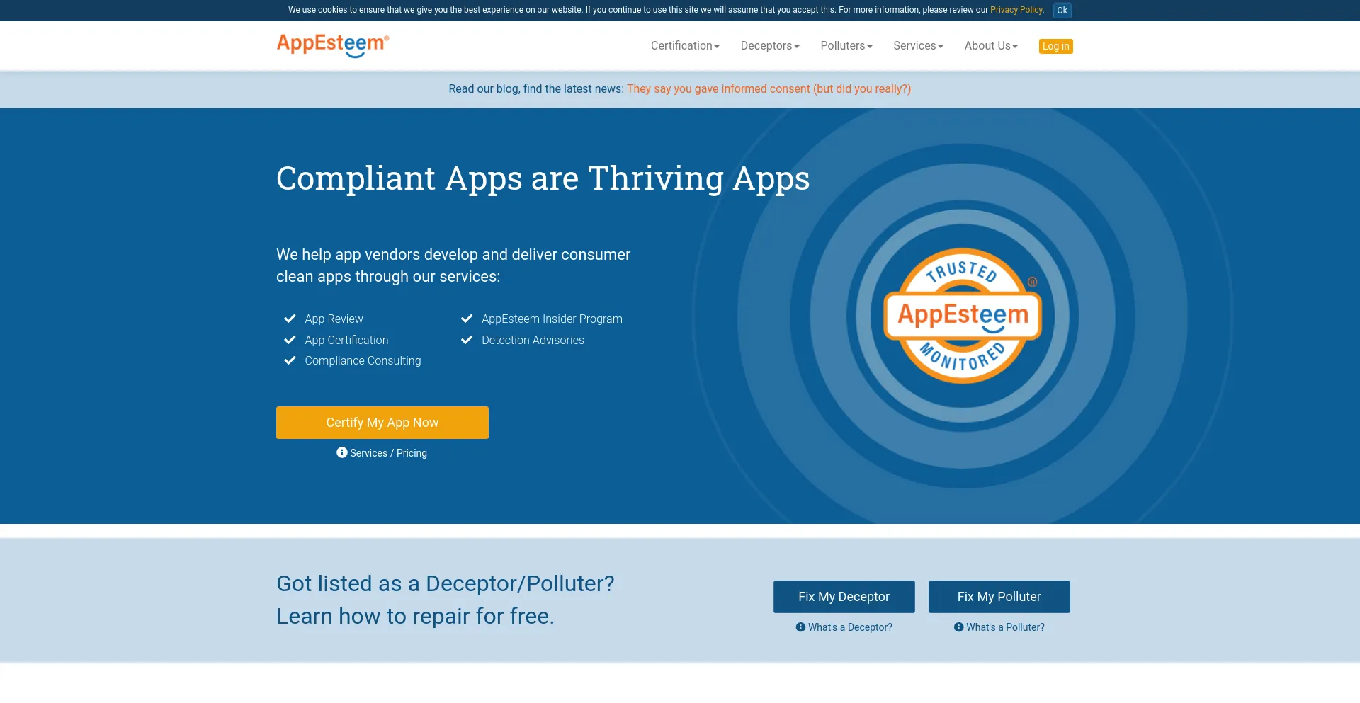 Screenshot of appesteem.com homepage