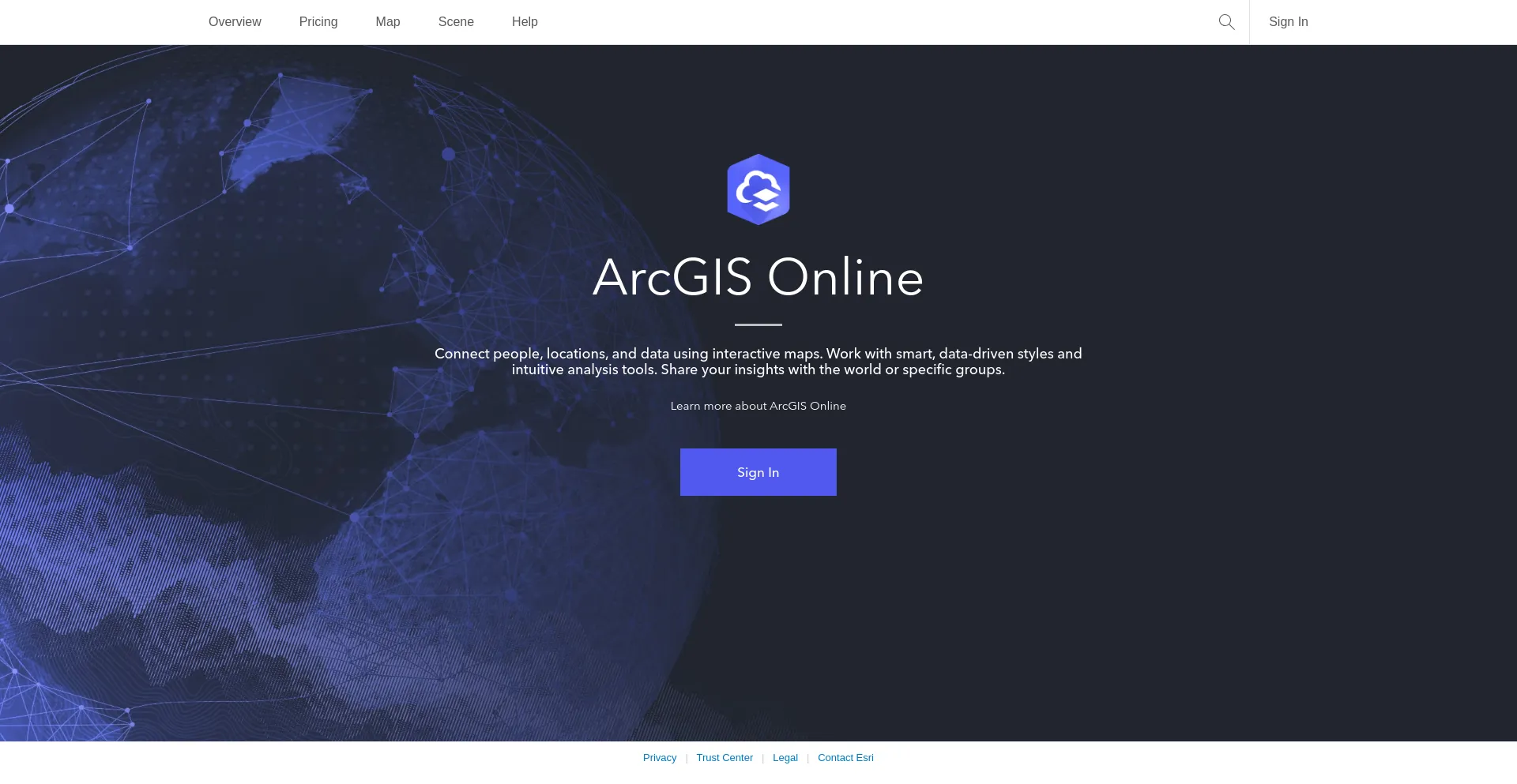 Screenshot of arcgis.com homepage