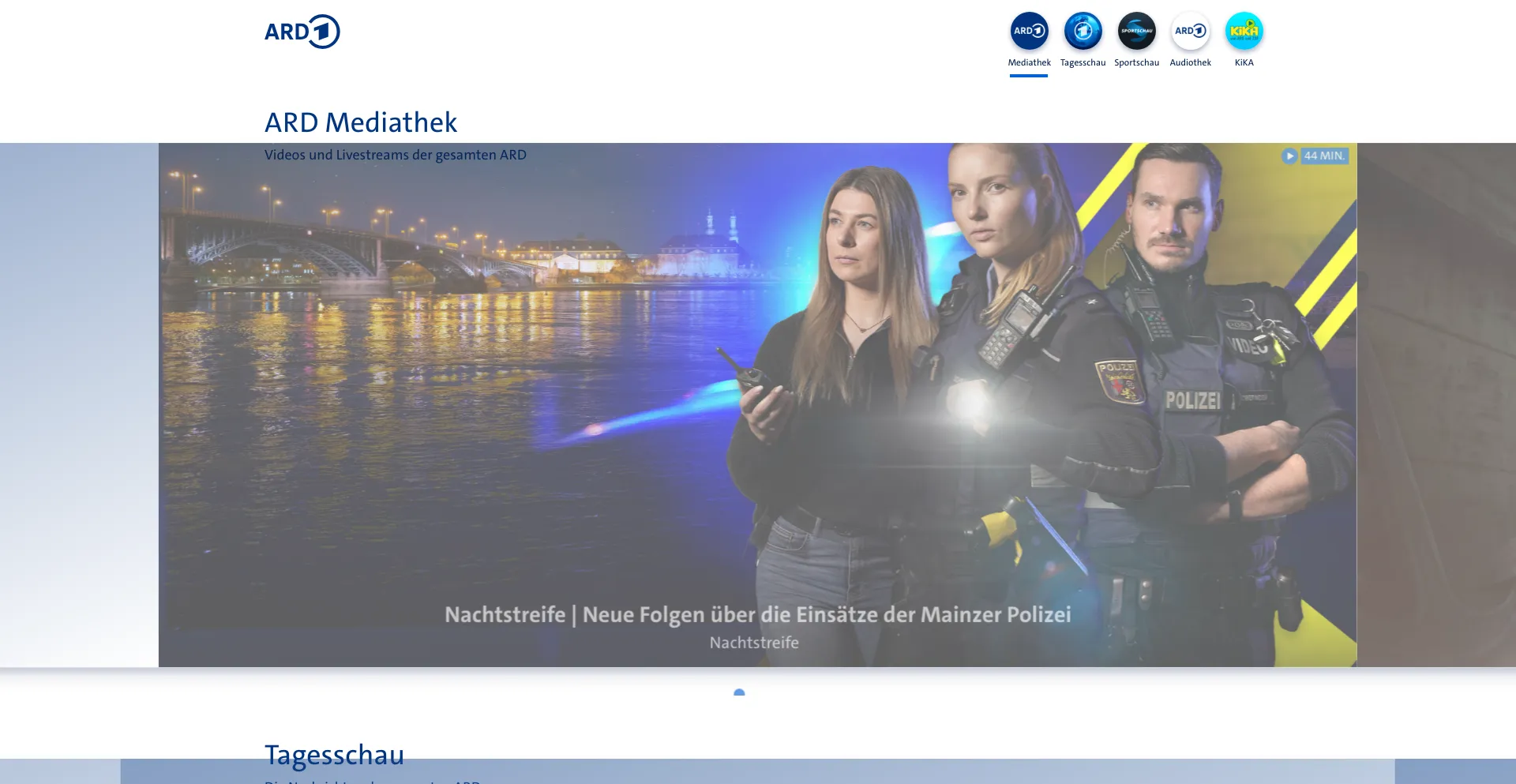 Screenshot of ard.de homepage