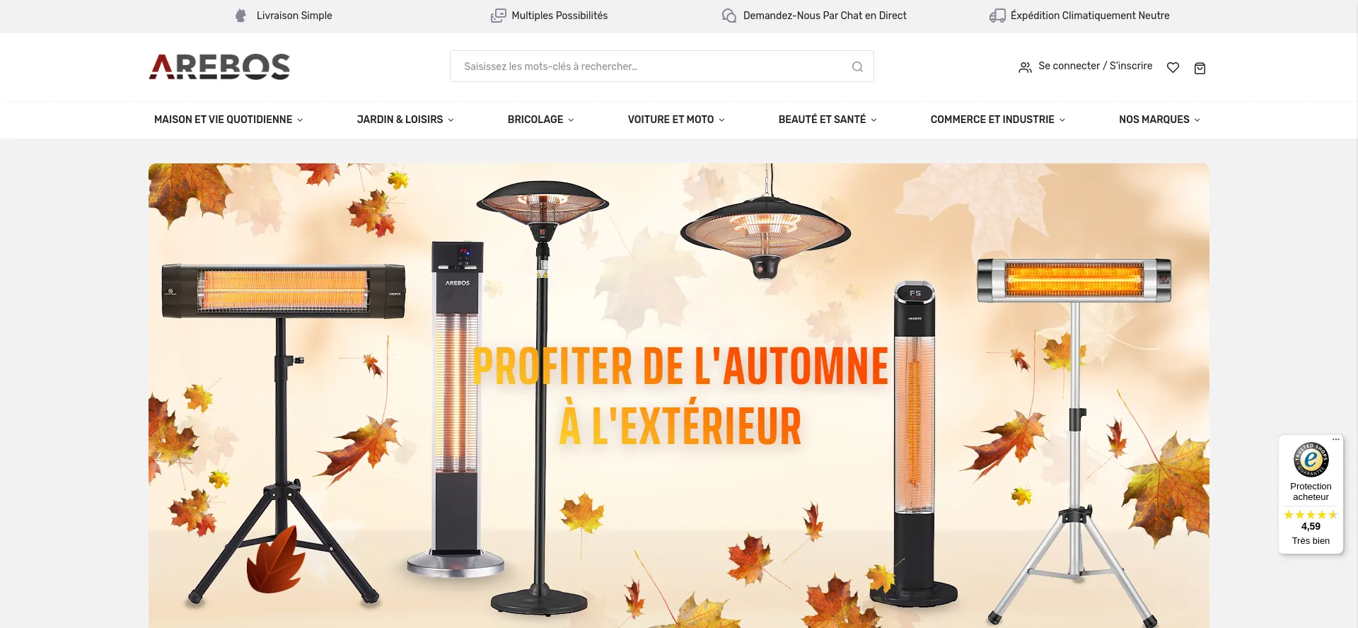 Screenshot of arebos.fr homepage