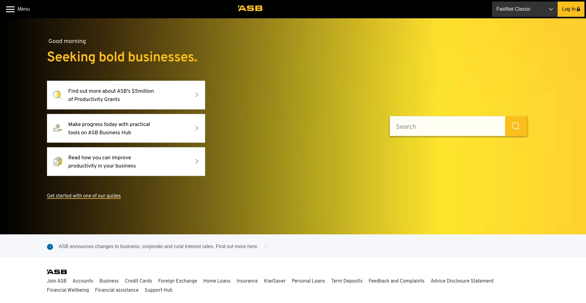 Screenshot of asb.co.nz homepage